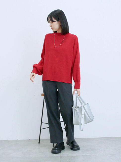 Samansa Mos2 blue「【Hug knit】袖ボリュームハイネックプルオーバー」|ニット・セーター|
