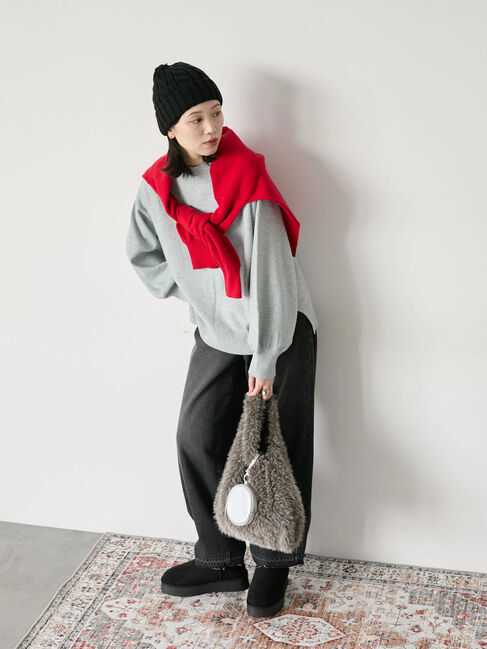 Samansa Mos2 blue「【Hug knit】袖ボリュームハイネックプルオーバー」|ニット・セーター|