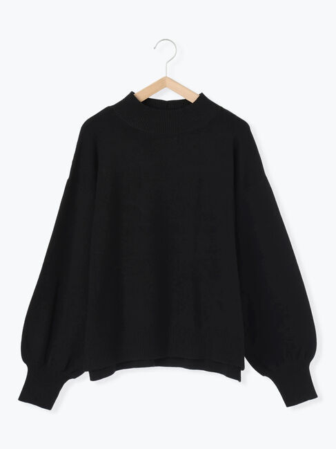 Samansa Mos2 blue「【Hug knit】袖ボリュームハイネックプルオーバー」|ニット・セーター|