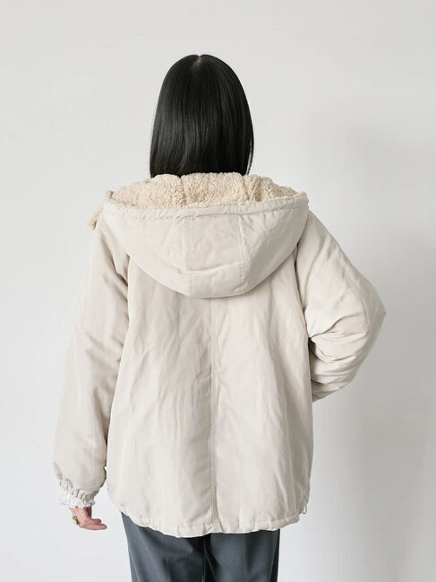 Samansa Mos2 blue「リバーシブルボアマウンテンパーカー」|ブルゾン・スタジャン|