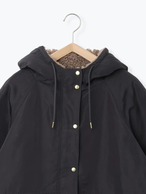 Samansa Mos2 blue「リバーシブルボアマウンテンパーカー」|ブルゾン・スタジャン|