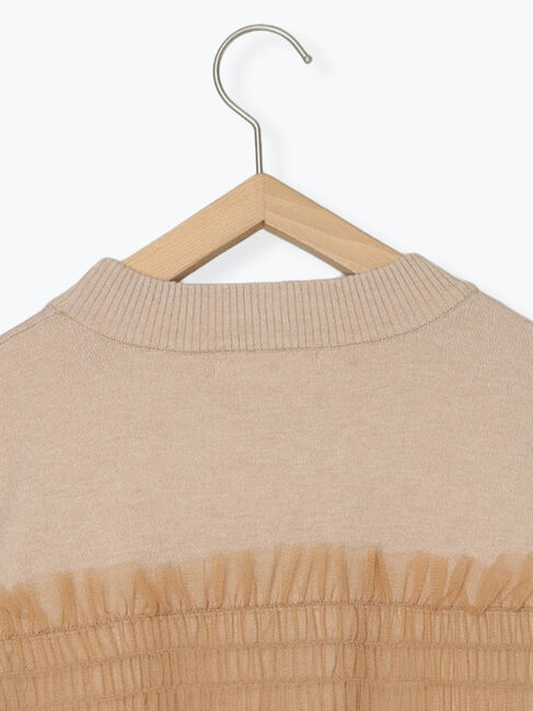 Samansa Mos2 blue「◎チュールドッキングニット」|ニット・セーター|