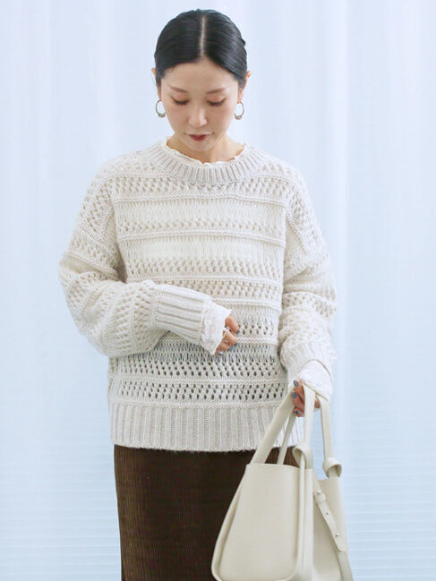 Samansa Mos2 blue「【帯電防止】袖口レースプルオーバー」|Tシャツ・カットソー|