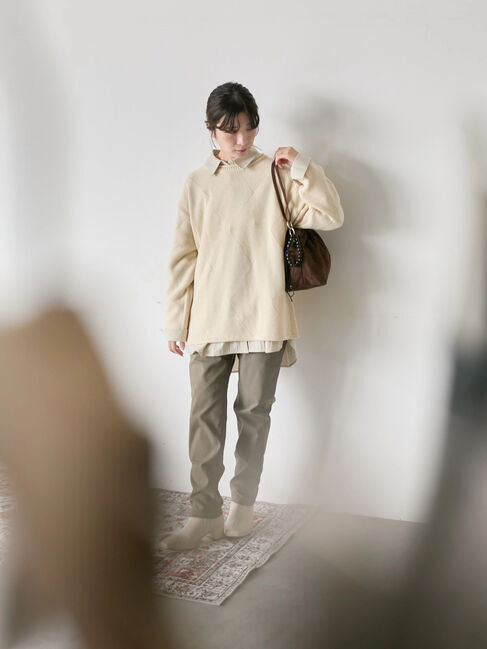 Samansa Mos2 blue「裏起毛ストレッチパンツ」|その他|