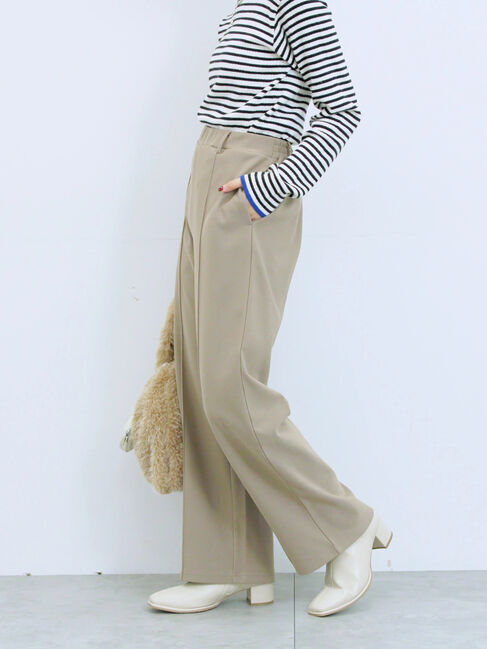 Samansa Mos2 blue「カットジョーゼット裏ボンディングパンツ」|その他|ベージュ