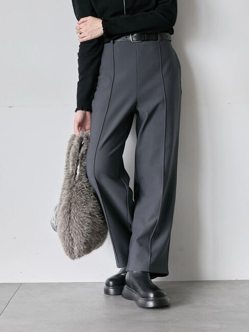 Samansa Mos2 blue「カットジョーゼット裏ボンディングパンツ」|その他|チャコールグレー