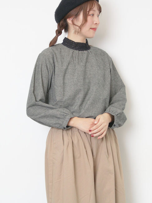 Samansa Mos2「【保温加工】襟レースブラウス」|シャツ・ブラウス|