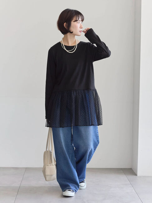 Samansa Mos2 blue「ペプラムプルオーバー」|Tシャツ・カットソー|