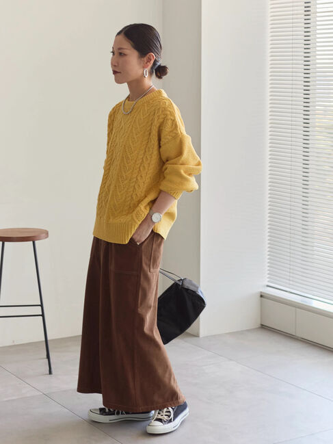 Samansa Mos2 blue「ラメモールケーブルニットプルオーバー」|ニット・セーター|