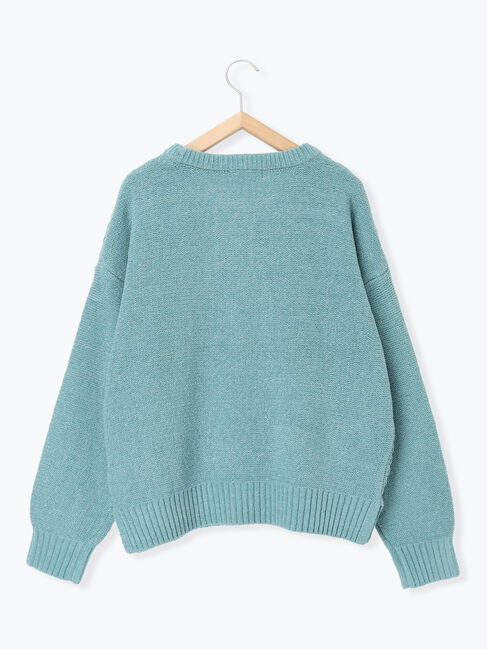 Samansa Mos2 blue「ラメモールケーブルニットプルオーバー」|ニット・セーター|