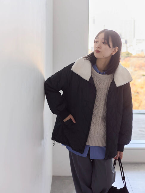 Samansa Mos2 blue「ラメモールケーブルニットプルオーバー」|ニット・セーター|