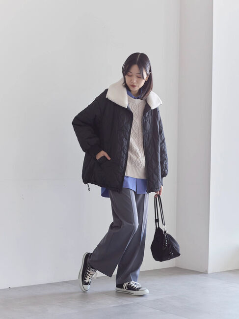 Samansa Mos2 blue「ラメモールケーブルニットプルオーバー」|ニット・セーター|