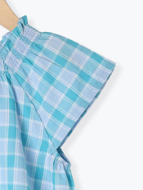 Samansa Mos2 Lagom「シャーリングネックチェックワンピース」|ワンピース|