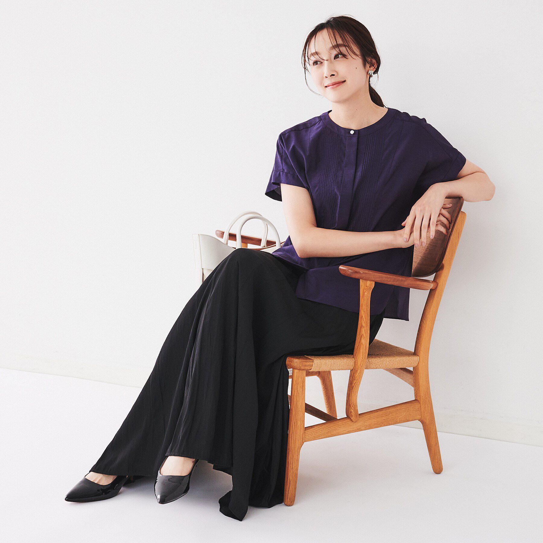 UNTITLED「【ウエストゴム/洗える】パウダークロス ロングスカート」|スカート|