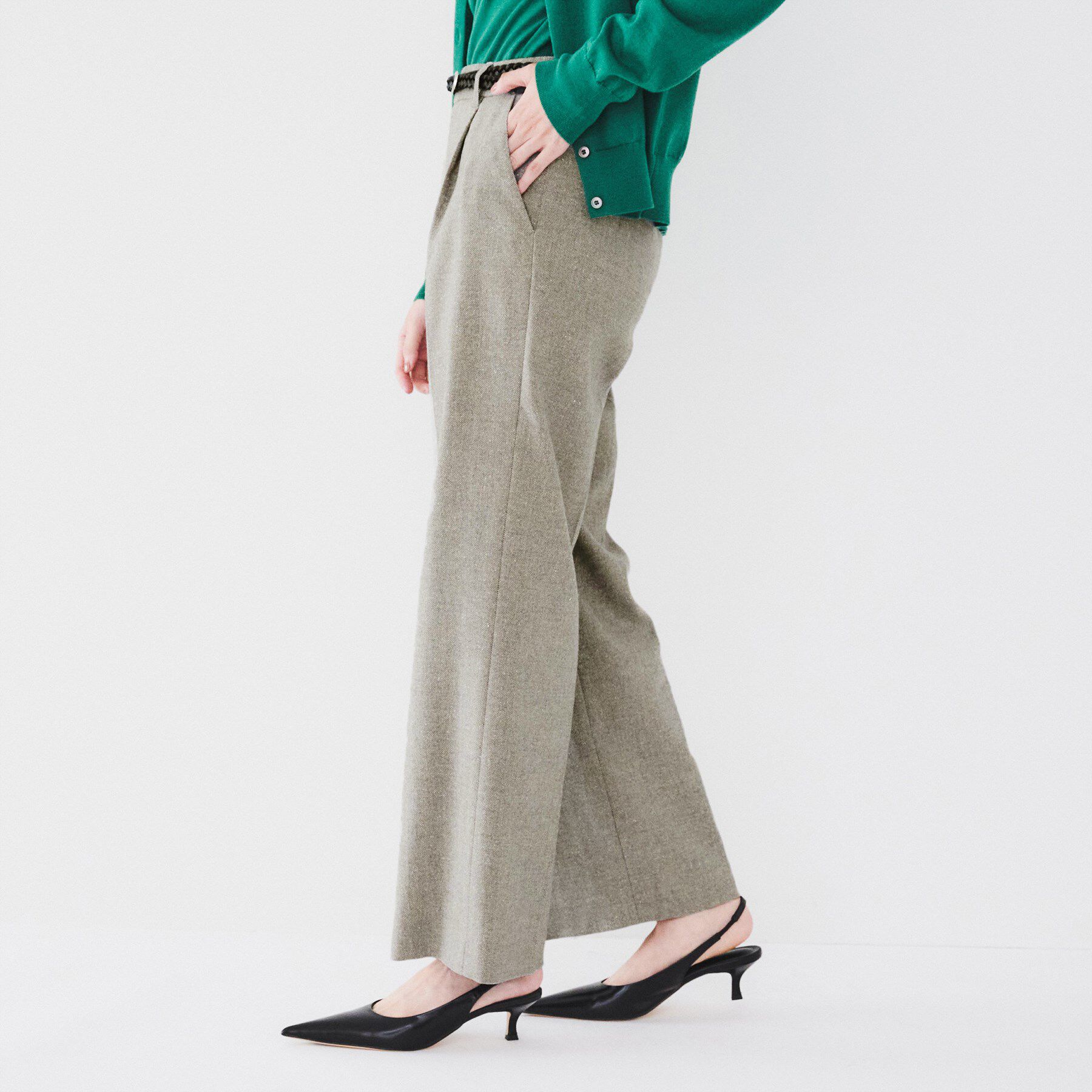 UNTITLED「【日本製/ストレート/センタープレス】ネップへリンボン ワイドパンツ」|その他|