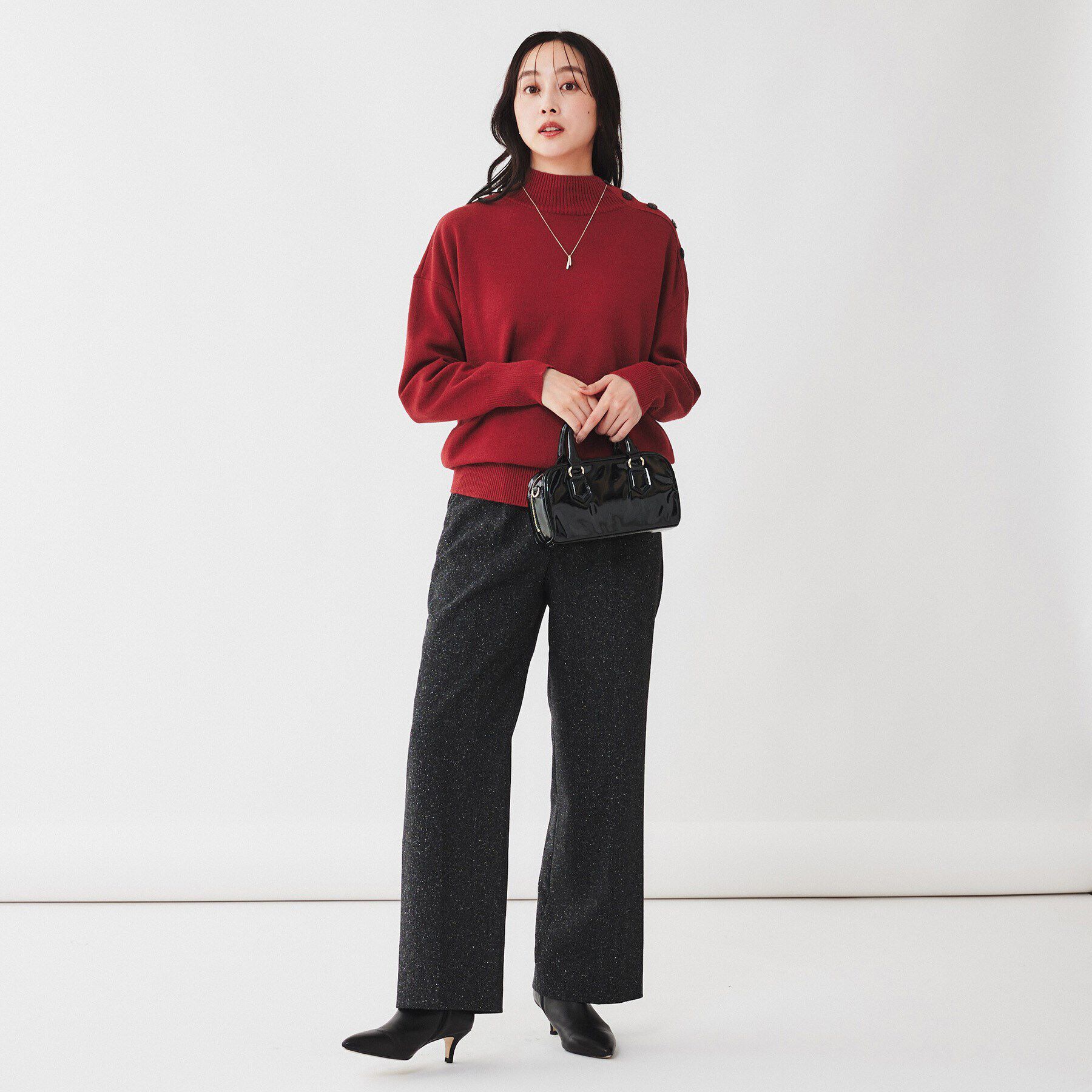 UNTITLED「【日本製／洗える】ミラノリブ 肩ボタンプルオーバーニット」|ニット・セーター|