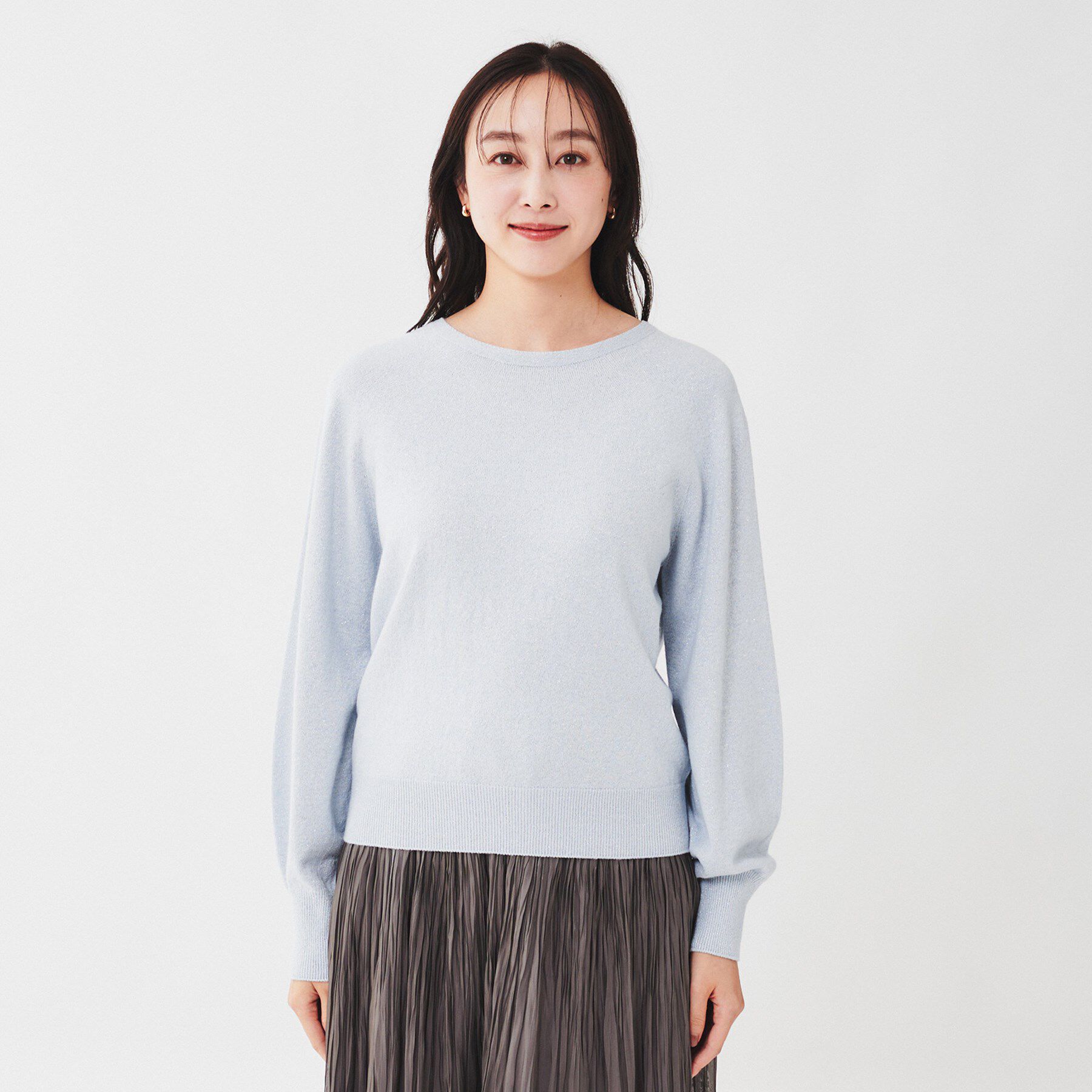 UNTITLED「【日本製/オンオフ使える】ラメ混パフスリーブプルオーバーニット」|ニット・セーター|