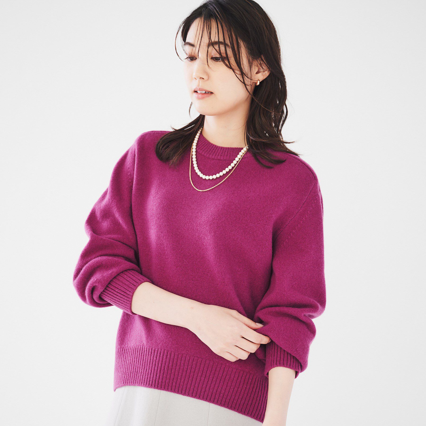 UNTITLED「ラムウールカシミヤ パフスリーブプルオーバーニット」|ニット・セーター|