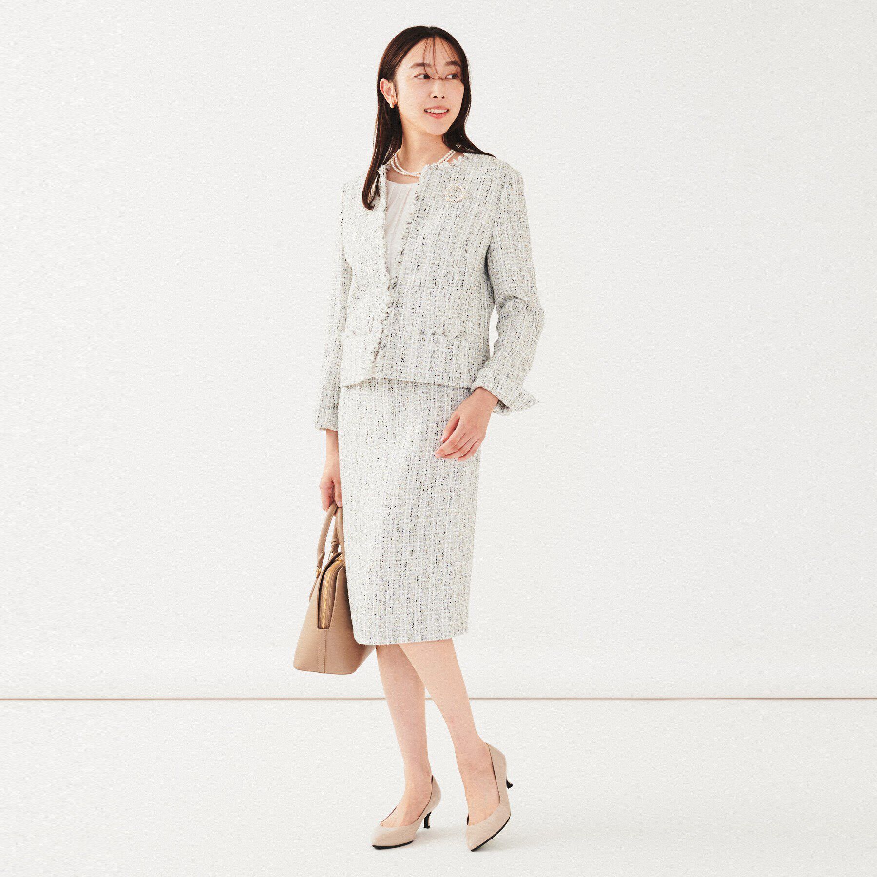 UNTITLED「【入卒／セレモニー／通勤】ラメツイードタイトスカート」|スカート|