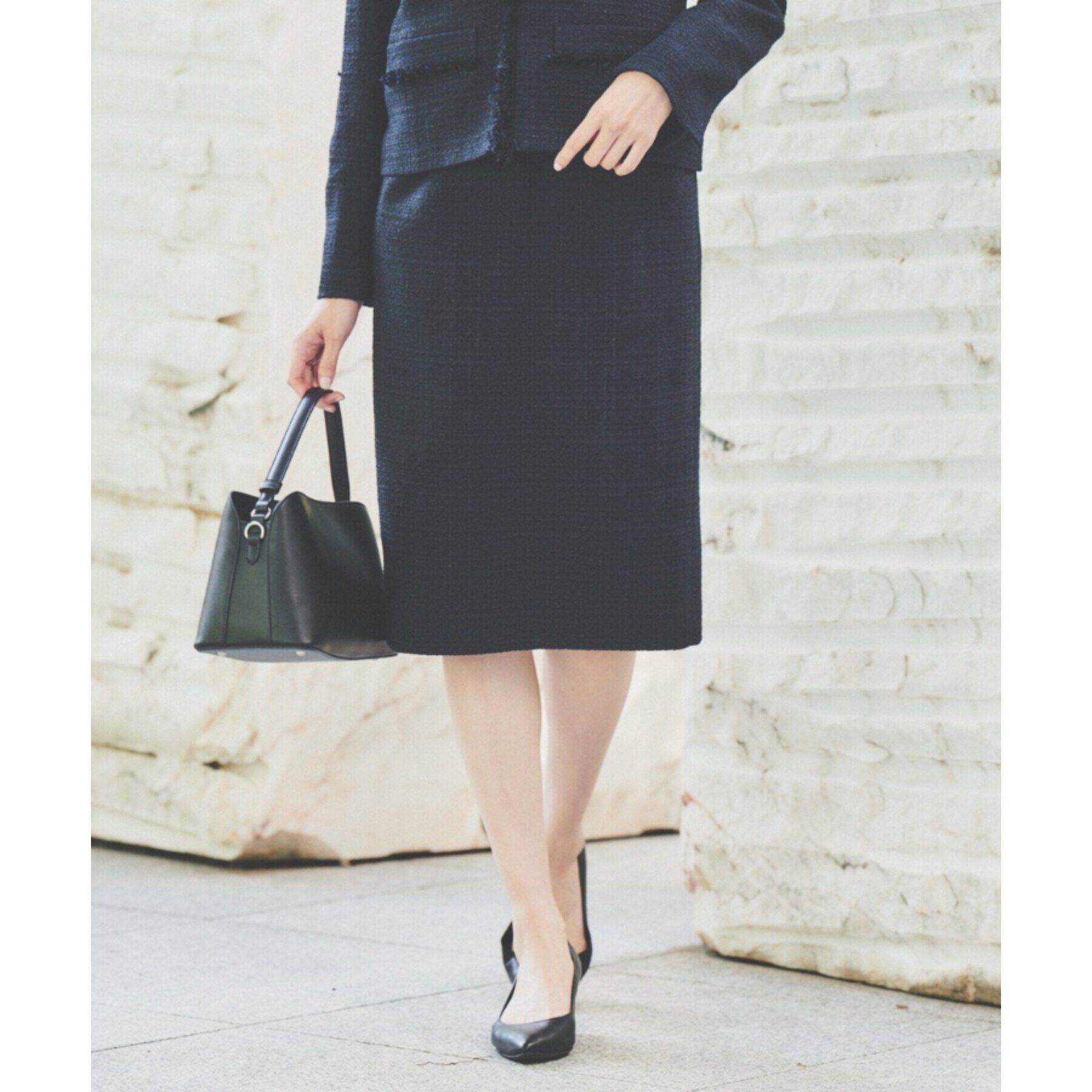 UNTITLED「【入卒／セレモニー／通勤】ラメツイードタイトスカート」|スカート|ネイビー(494)