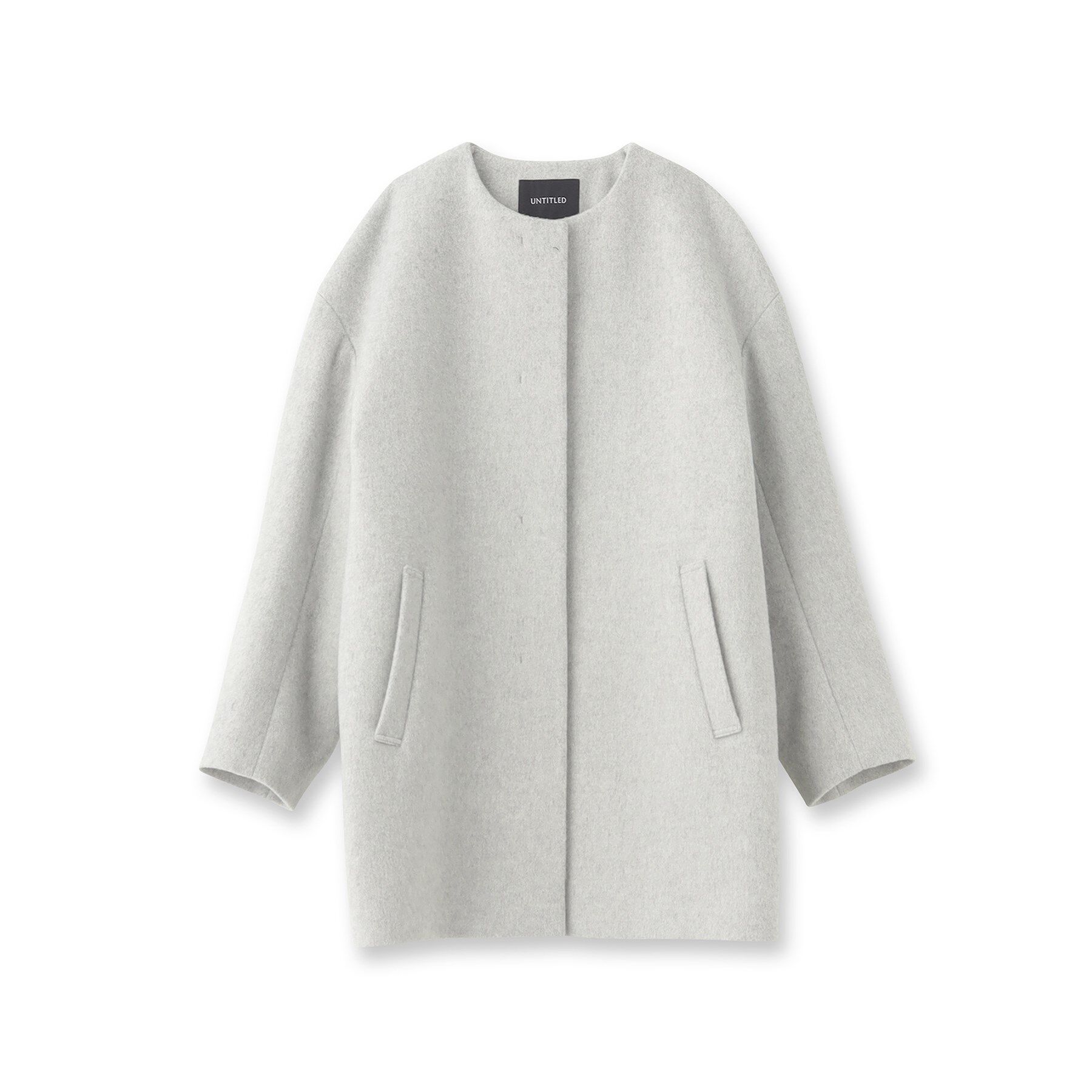 UNTITLED「【日本製】ミディ丈ノーカラーコート」|ノーカラーコート|