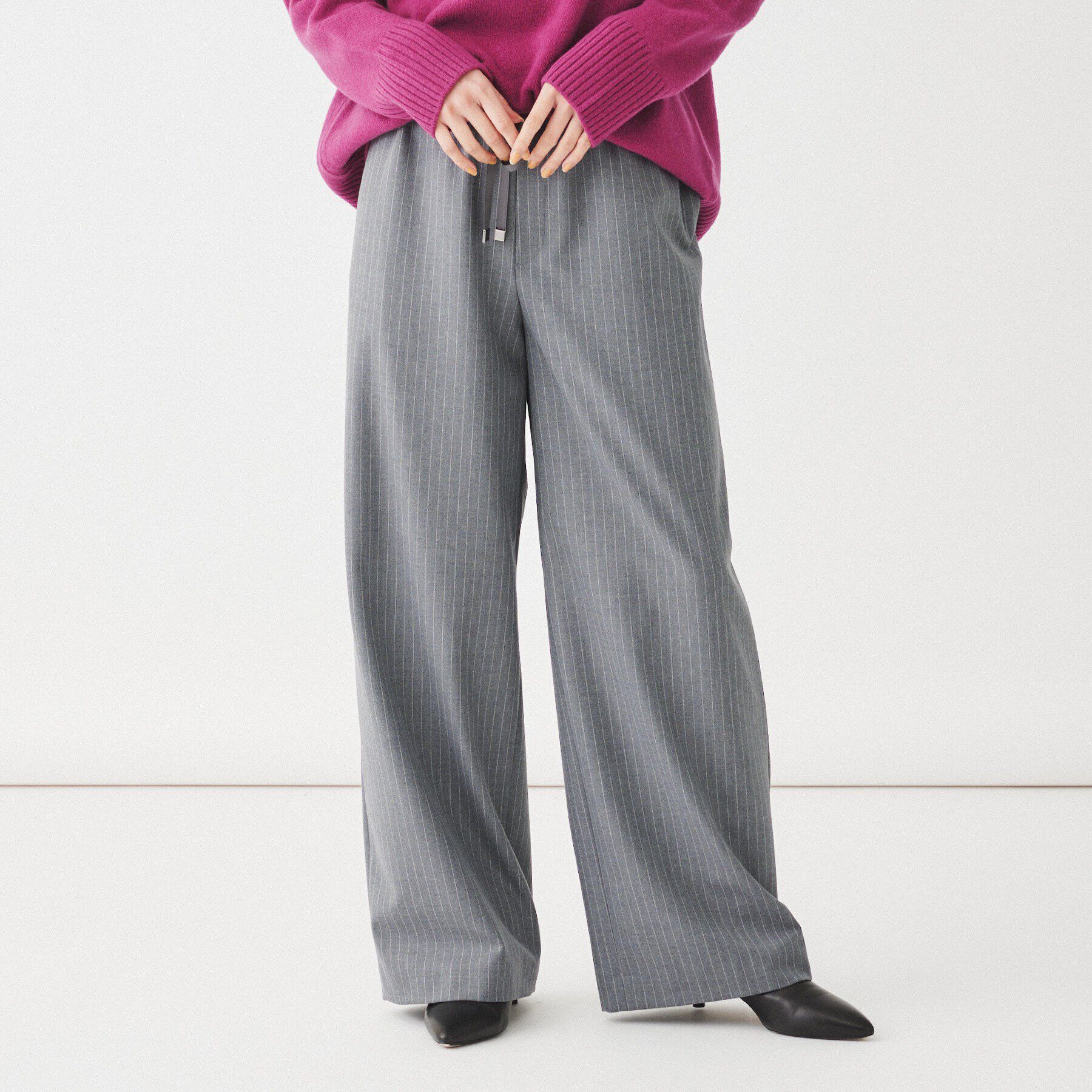 UNTITLED「【ウエストゴム/ワイド】ストライプイージーパンツ」|その他|グレー(312)