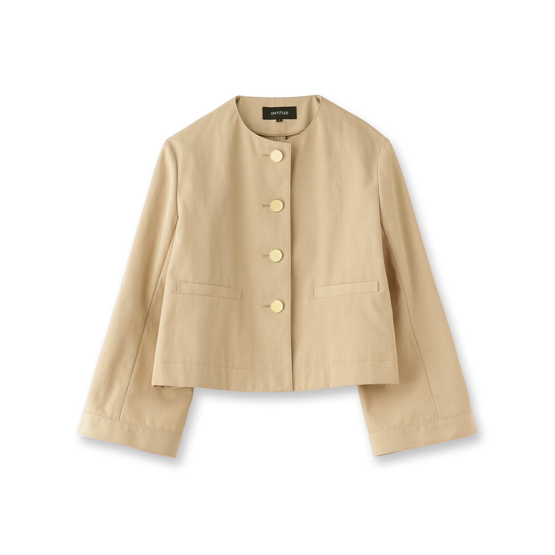UNTITLED「【きれいめ/軽羽織り】コットンライク クルーネックジャケット」|ノーカラージャケット|