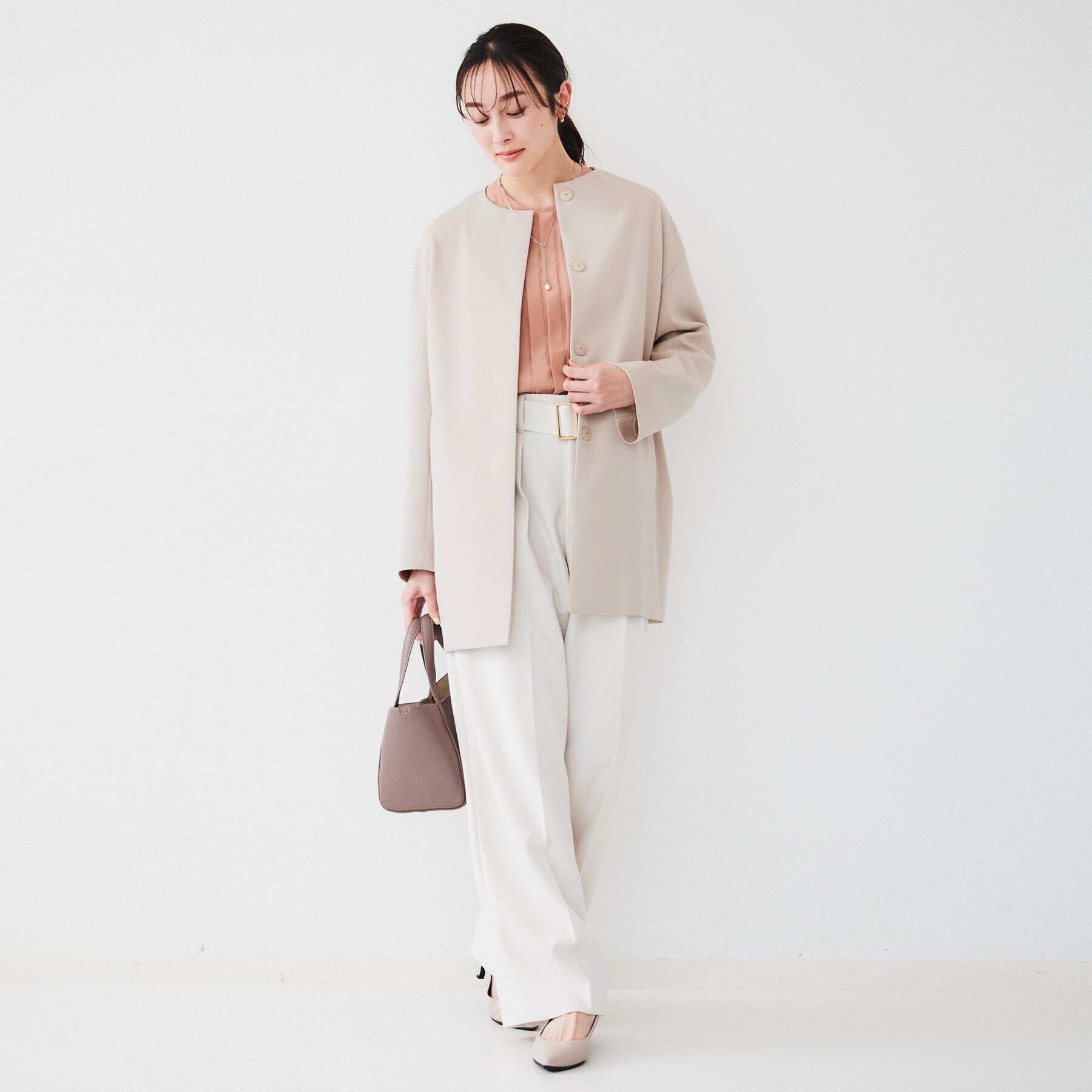 UNTITLED「ダブルクロス ノーカラーコート」|ノーカラーコート|