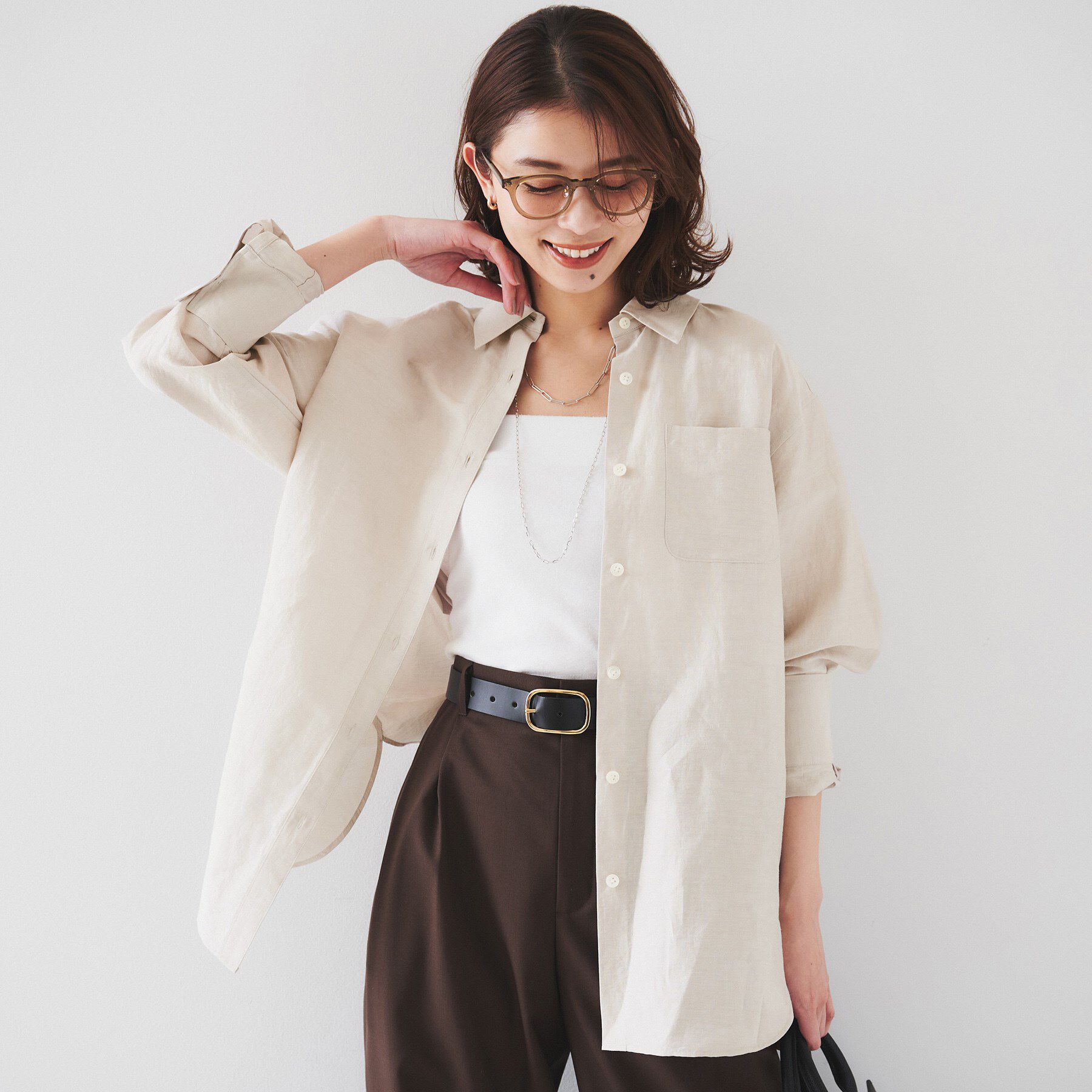 UNTITLED「【セットアップ可能/手洗い可】リネン混 ベーシックシャツ」|シャツ・ブラウス|