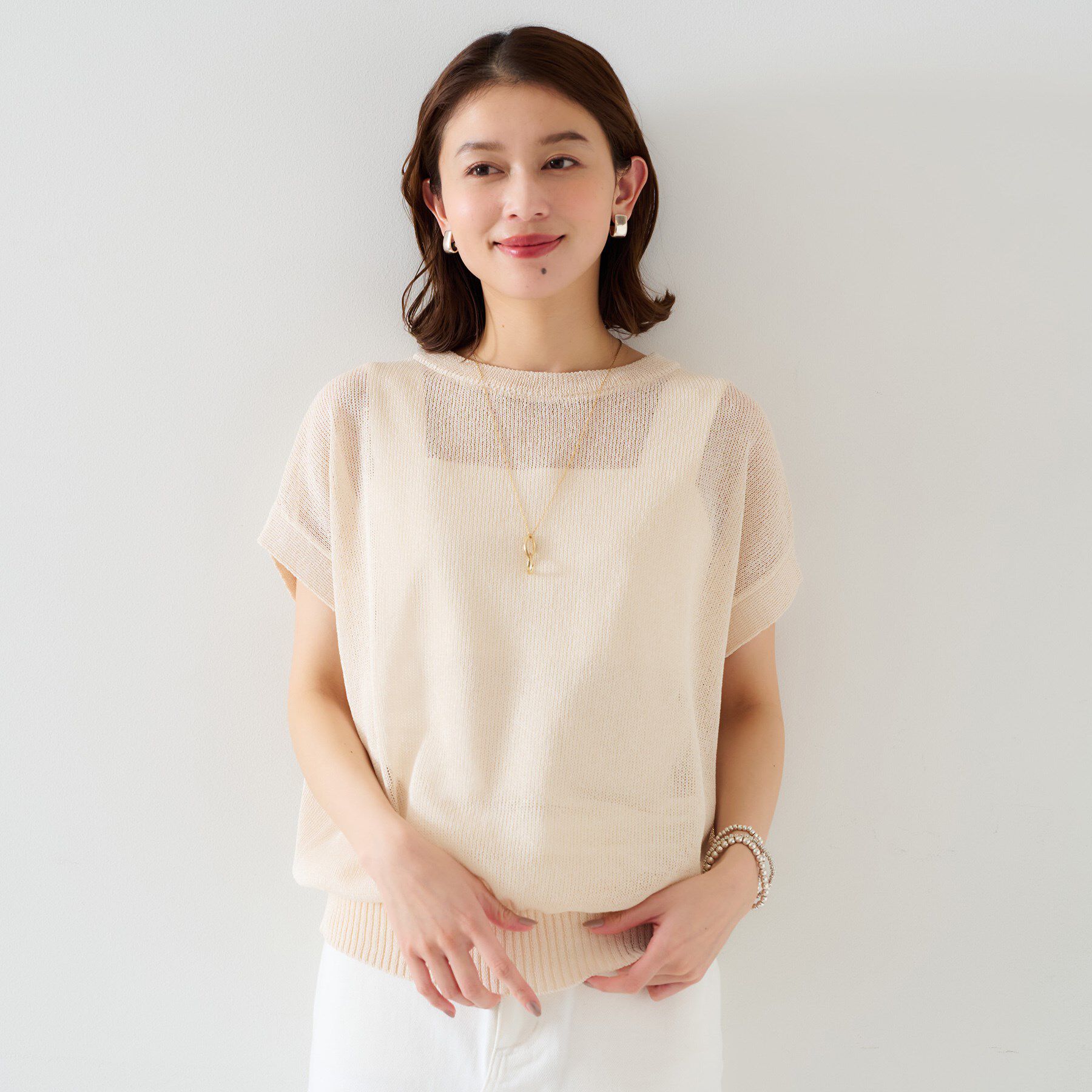 UNTITLED「【前後2WAY/清涼感】コクーンシルエット プルオーバーニット」|ニット・セーター|