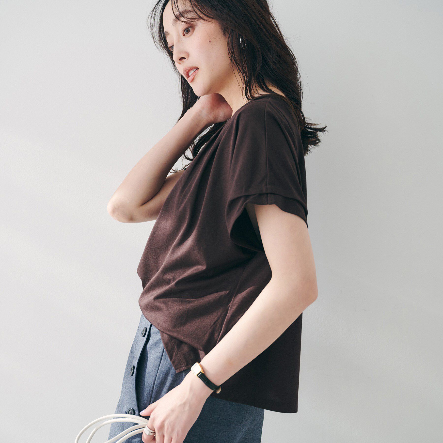 UNTITLED「【洗える】タック入りフレンチスリーブプルオーバー」|Tシャツ・カットソー|