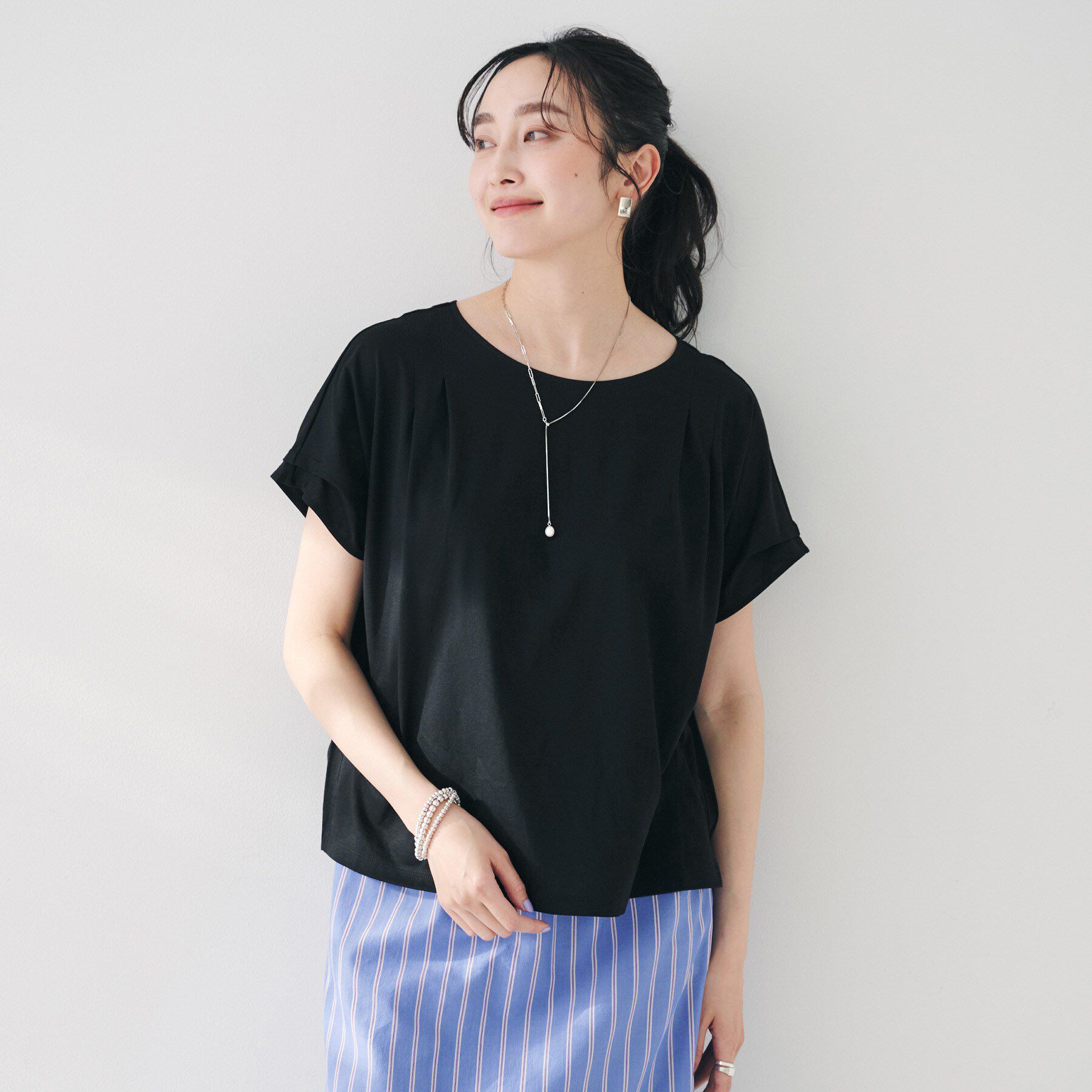 UNTITLED「【洗える】タック入りフレンチスリーブプルオーバー」|Tシャツ・カットソー|