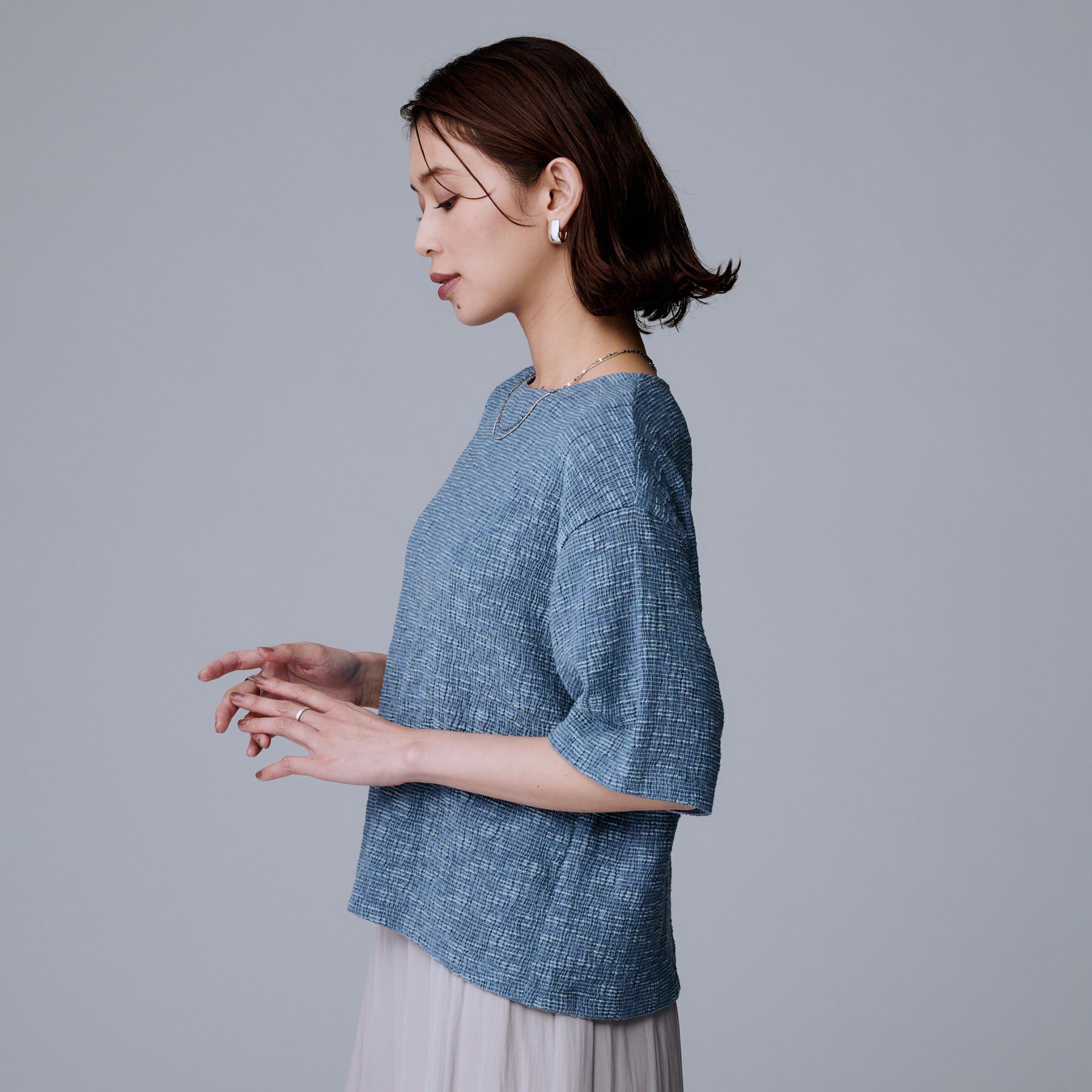 UNTITLED「【五分袖/ジャージトップス】スラブカールマイヤープルオーバー」|Tシャツ・カットソー|