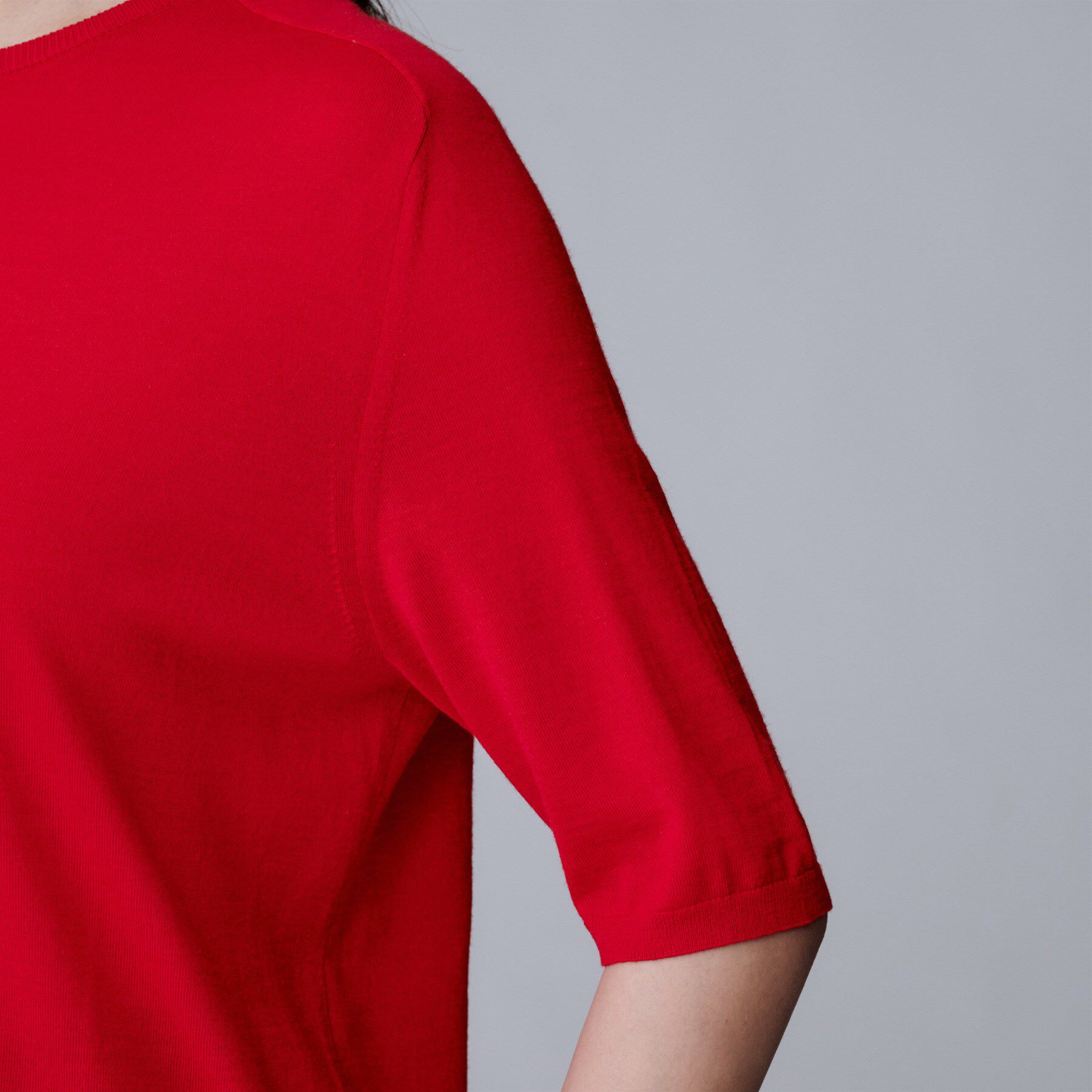 UNTITLED「【アンサンブル可/六分袖/洗える】ウールシルクニット」|ニット・セーター|