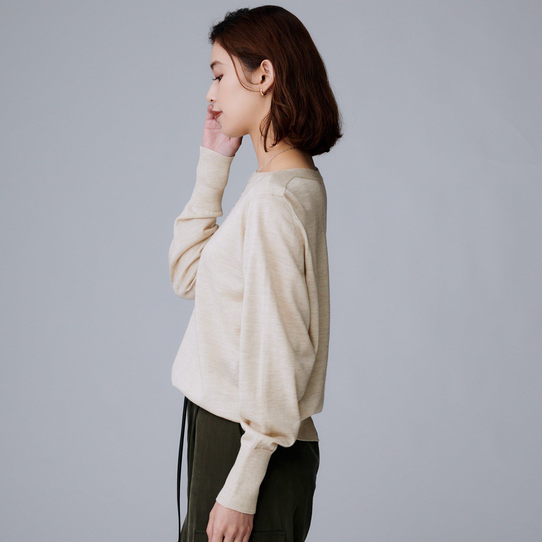 UNTITLED「【アンサンブル可/洗える】シルクウールカシミヤ ドルマンスリーブニット」|ニット・セーター|