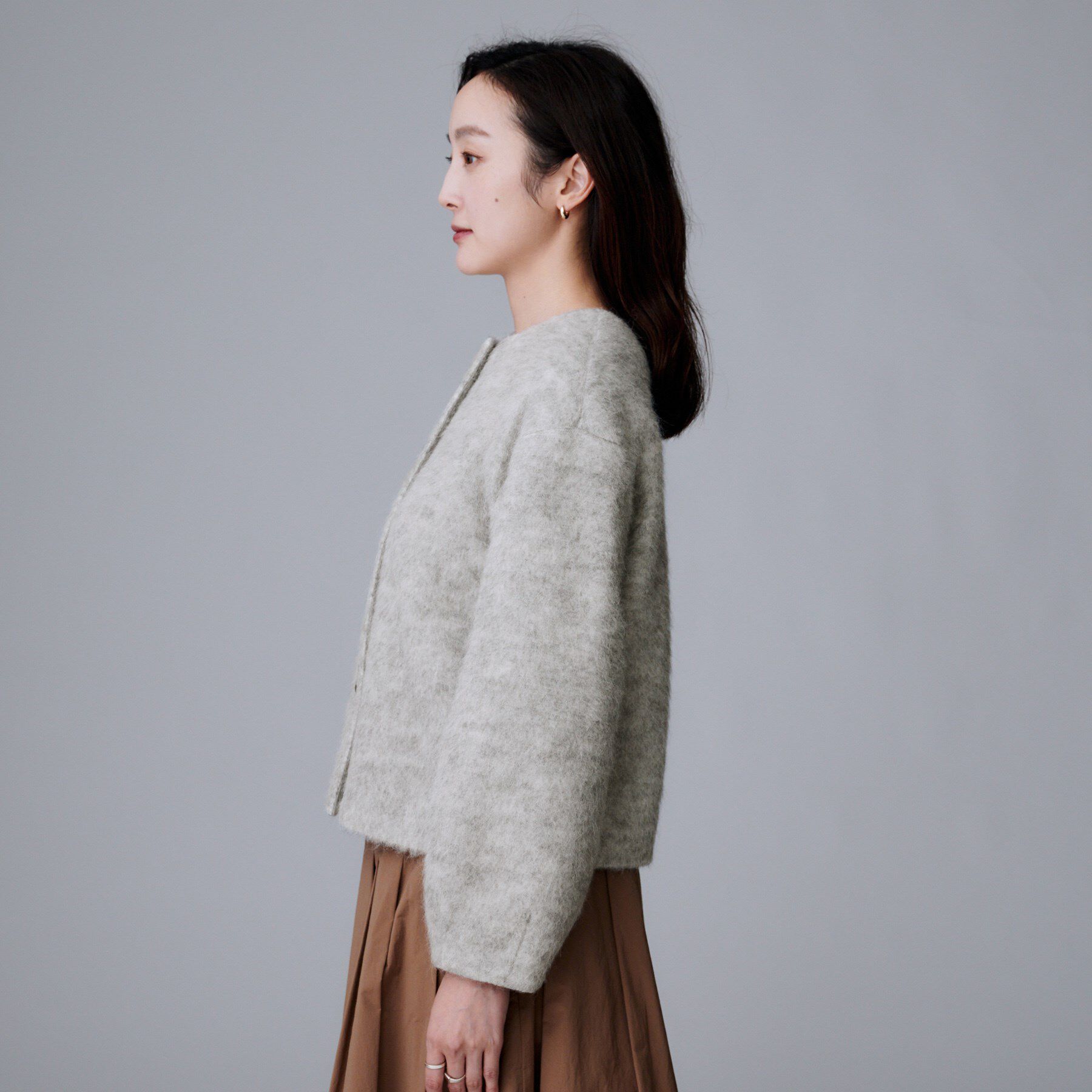 UNTITLED「【ジャケット風/メタルボタン】アルパカ混シャギーカーディガン」|カーディガン|