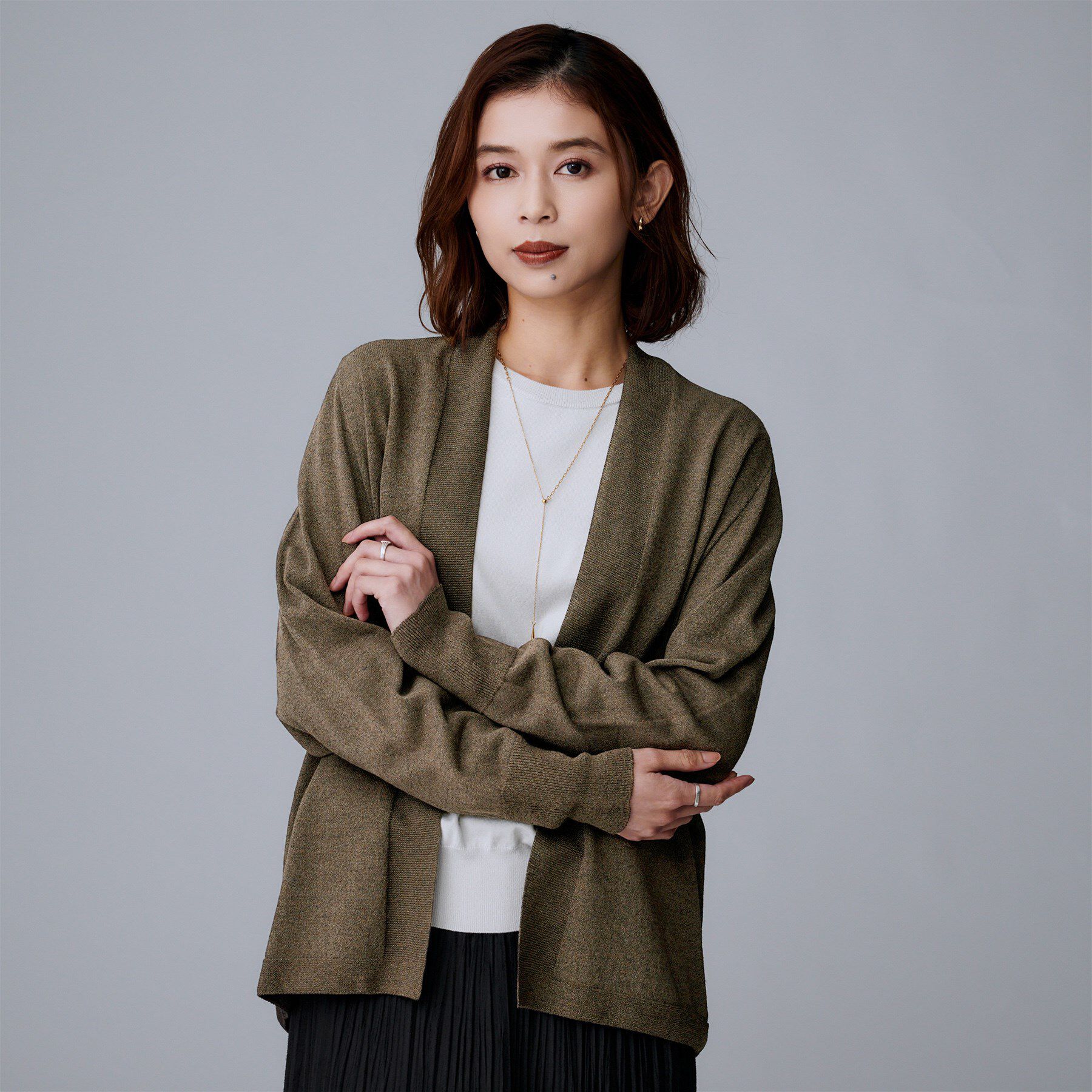 UNTITLED「【きれいめ羽織り/オフィス】釦レスカーディガン」|カーディガン|
