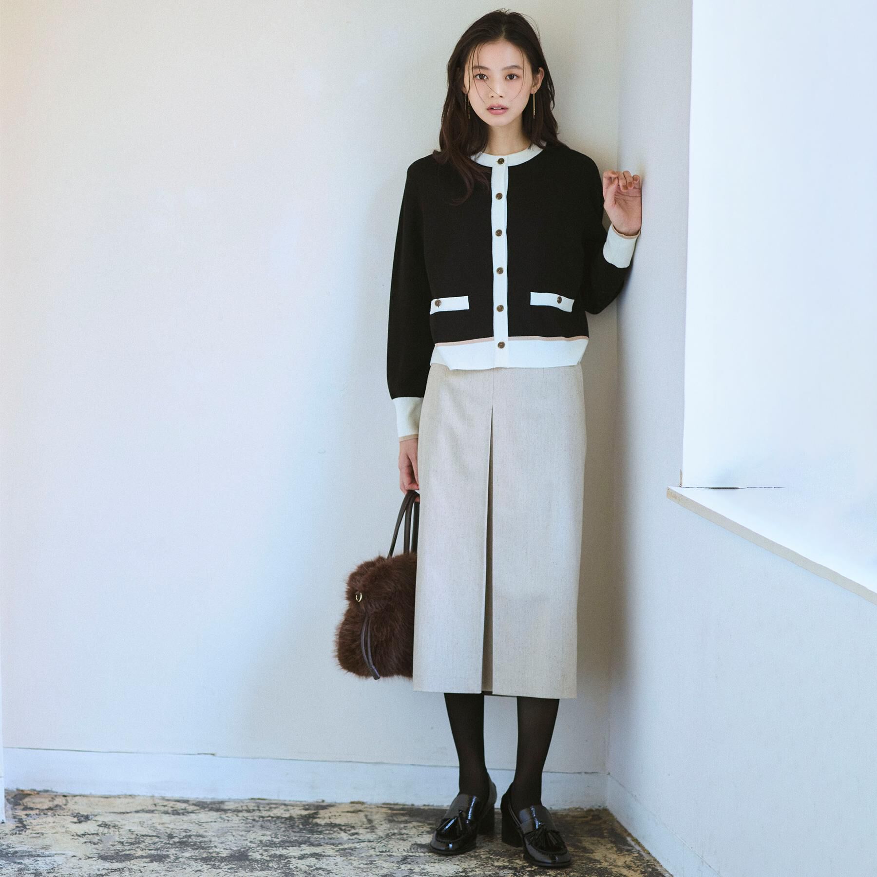 UNTITLED「【アンサンブル可/ジャケット風】ウールミラノリブカーディガン」|カーディガン|