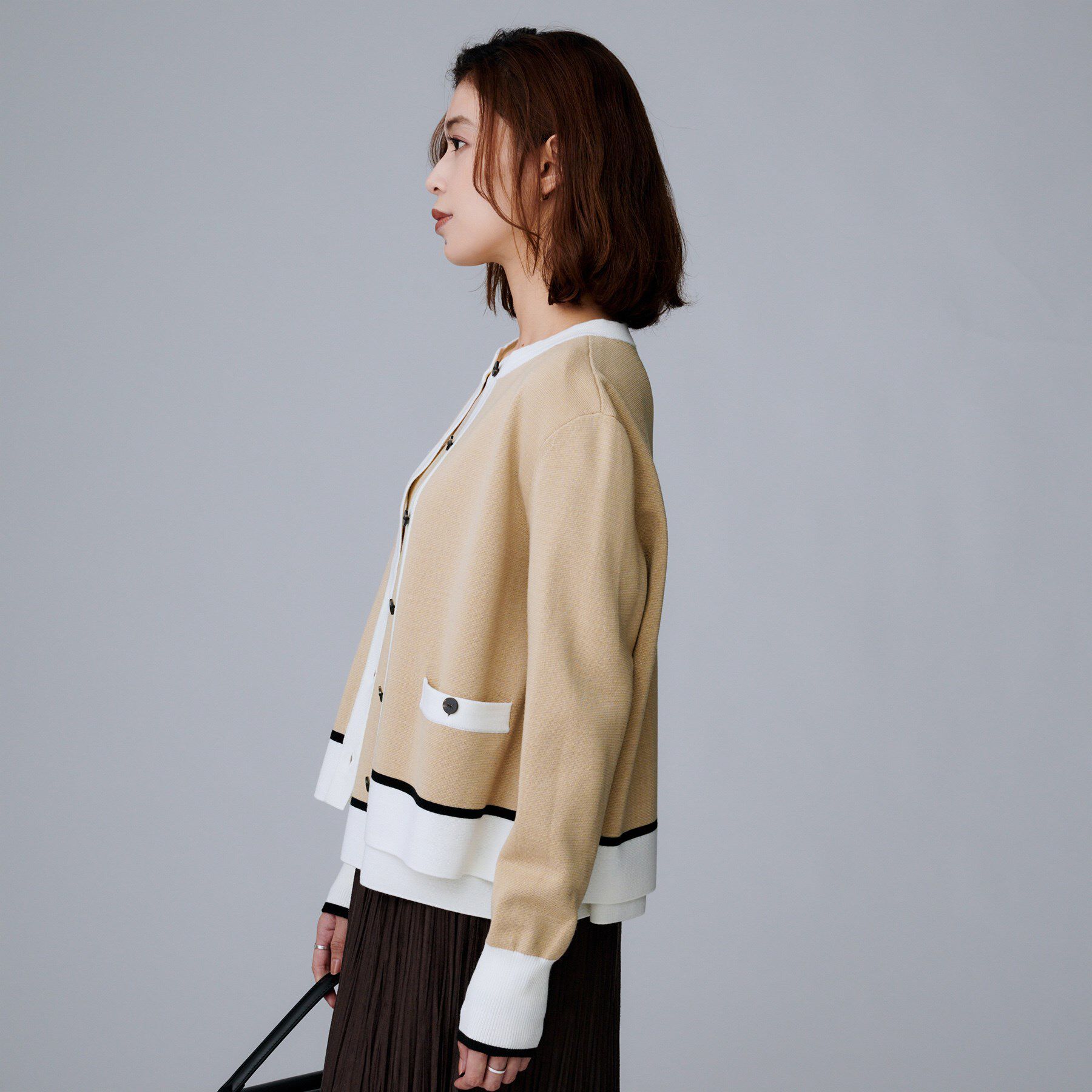 UNTITLED「【アンサンブル可/ジャケット風】ウールミラノリブカーディガン」|カーディガン|