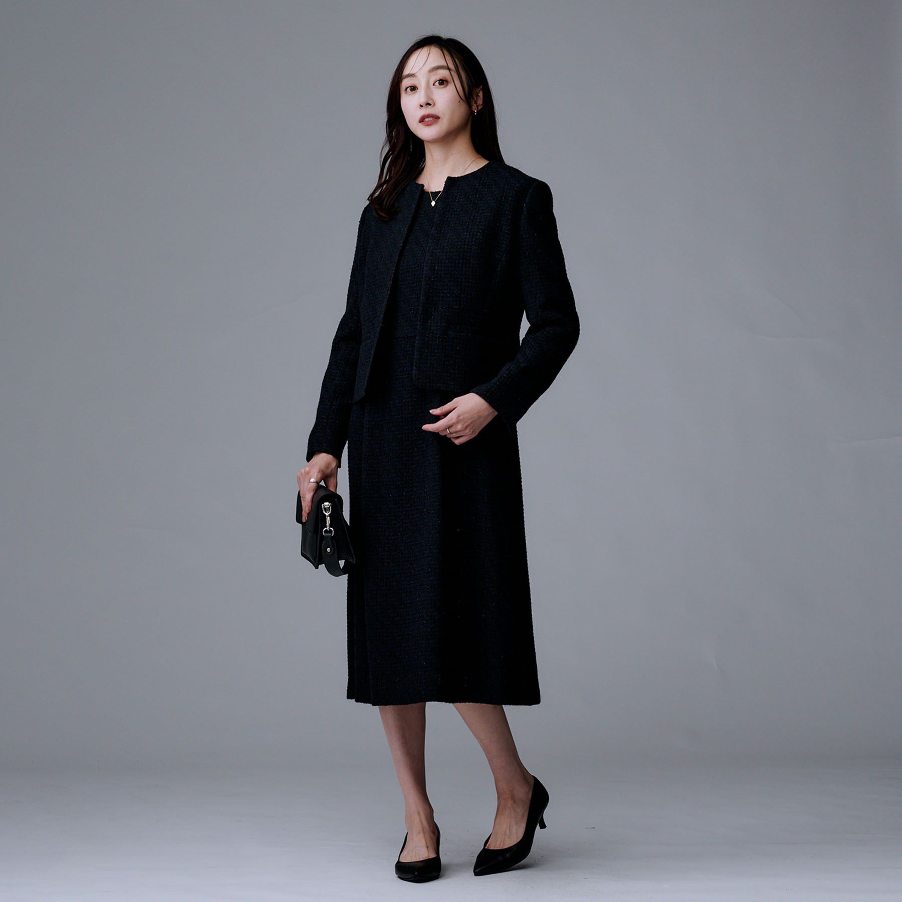 UNTITLED「【セットアップ可/フォーマル】ツイードジャケット」|ノーカラージャケット|