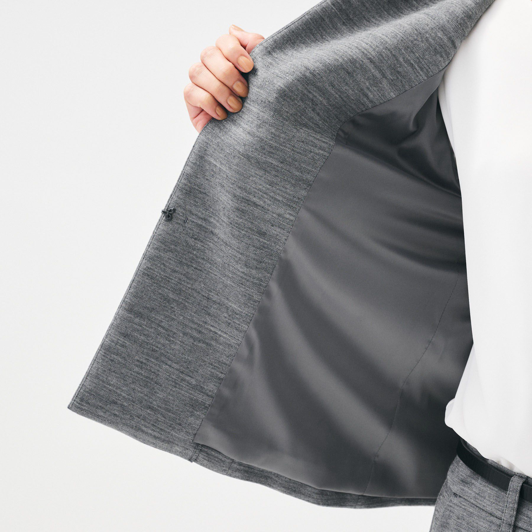 UNTITLED「【洗えるスーツ/ストレッチ】ウール混ジャージ ノーカラージャケット」|ノーカラージャケット|