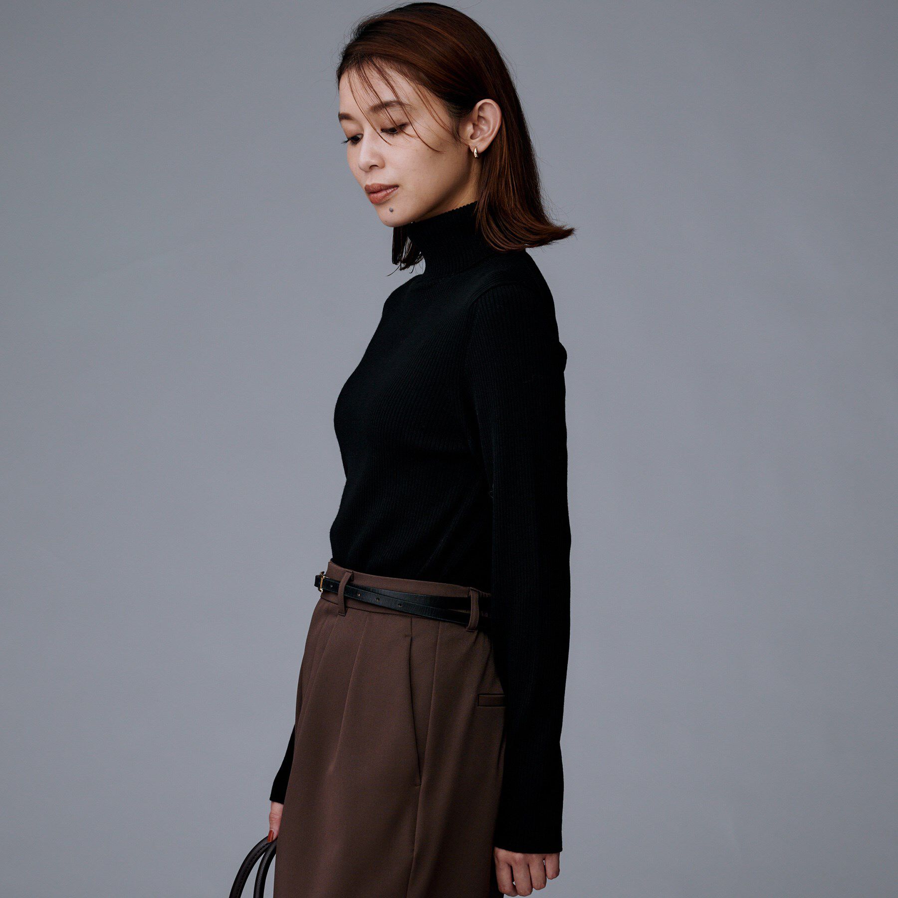 UNTITLED「【洗える/アンサンブル可能/ウール100%】リブタートルネックウールニット」|ニット・セーター|