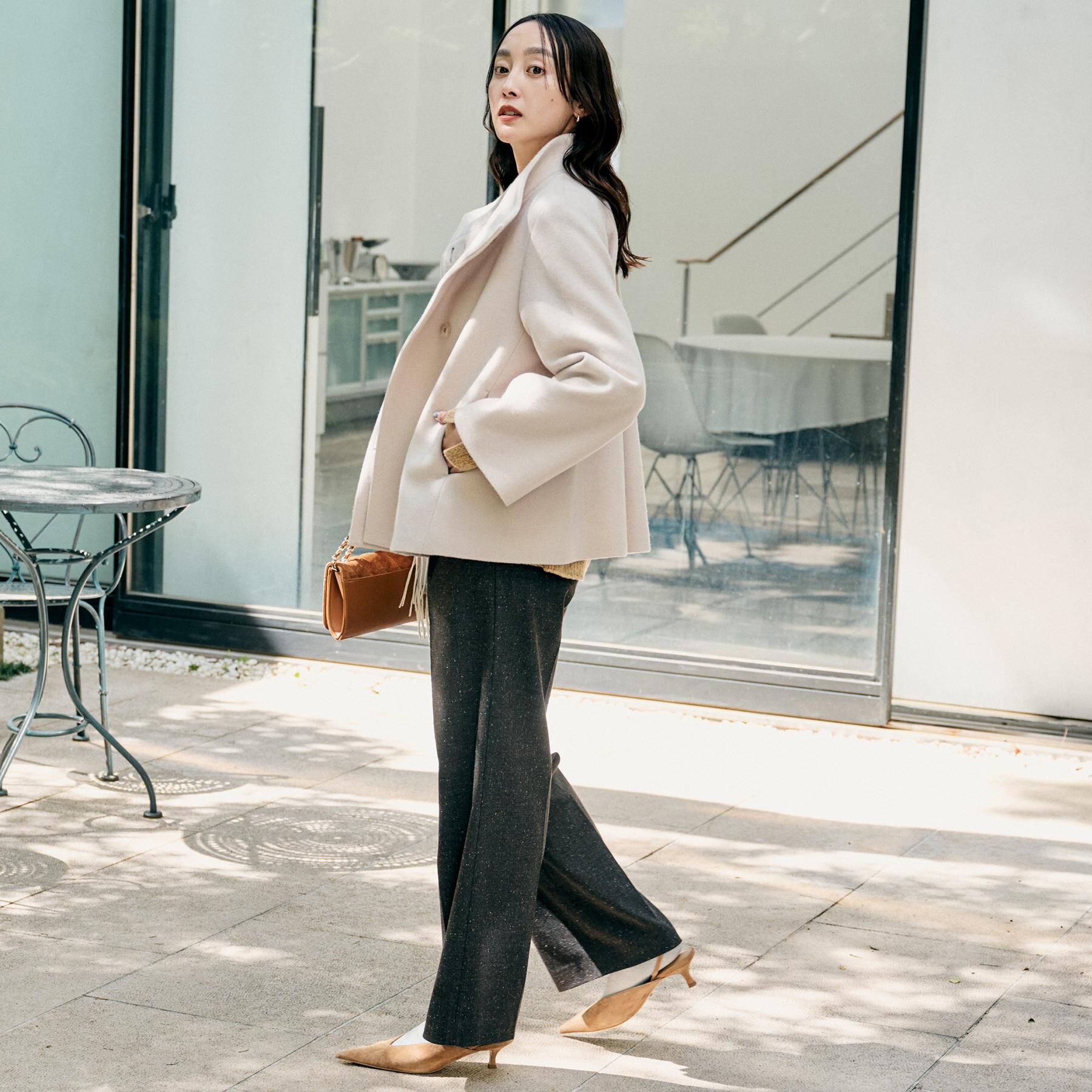 UNTITLED「【ワイド/後ろゴム/シーズンレス】シルクネップツイードパンツ」|その他|