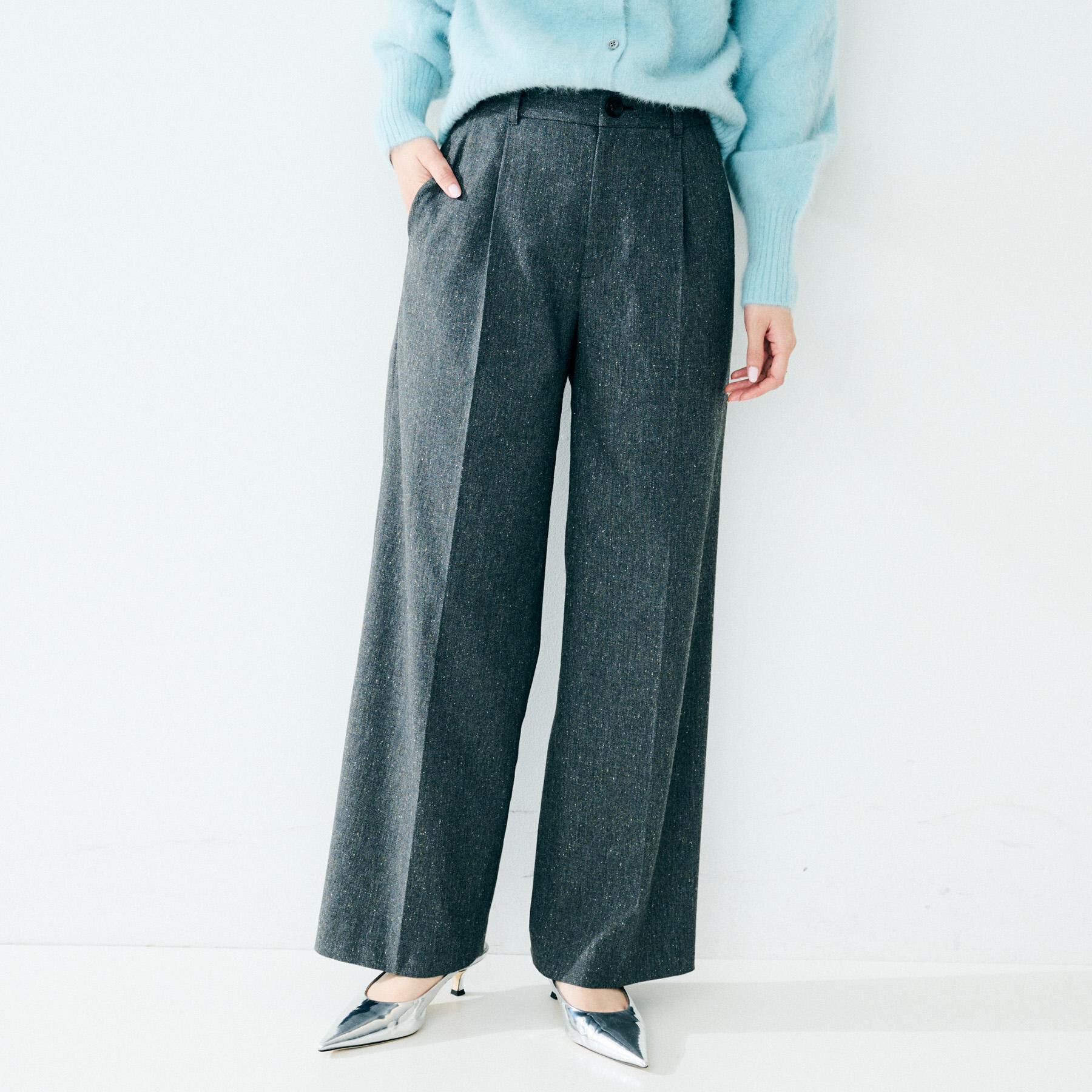 UNTITLED「【ワイド/後ろゴム/シーズンレス】シルクネップツイードパンツ」|その他|