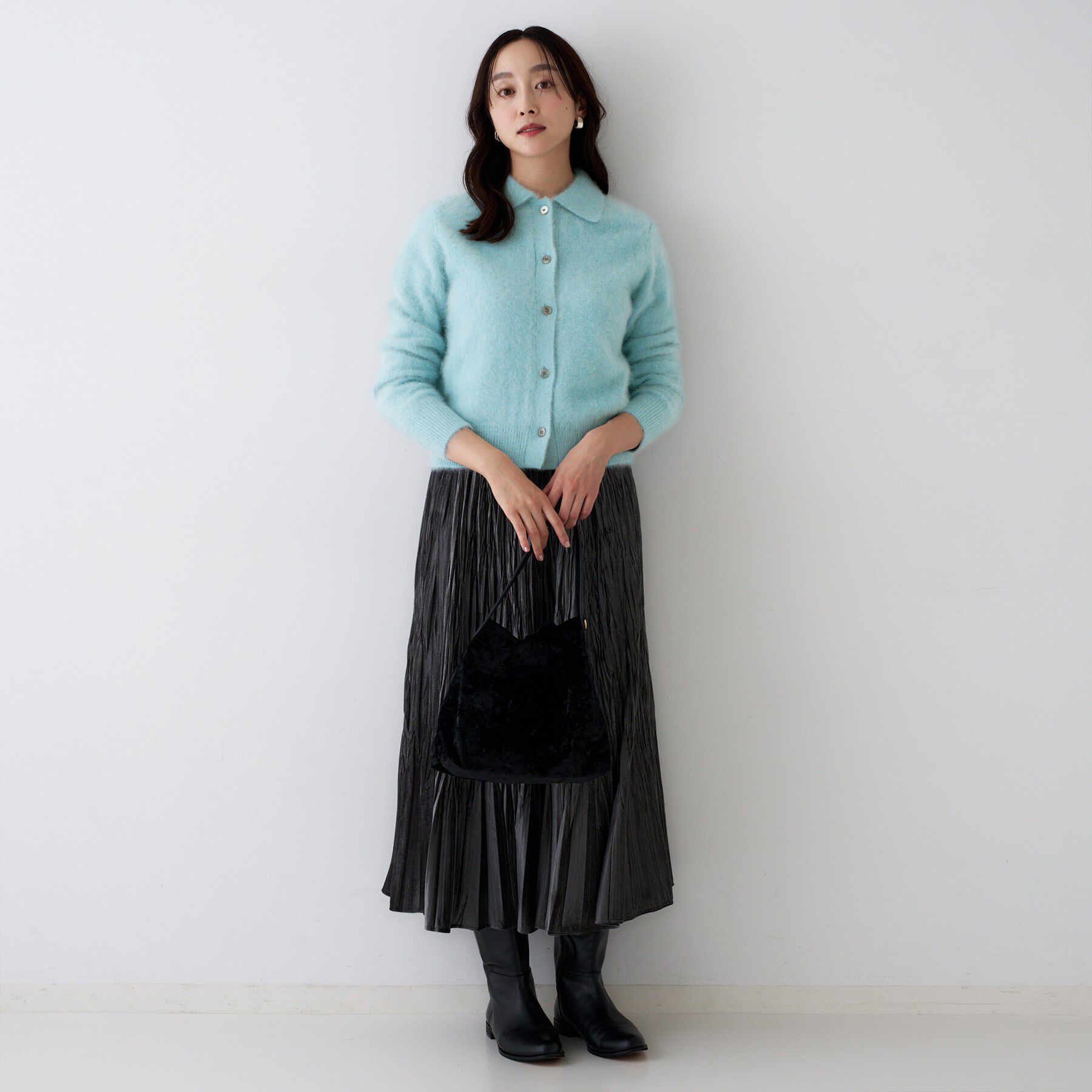 UNTITLED「【ふわふわニット/オンオフ使える】フォックスカシミヤ衿付きカーディガン」|カーディガン|