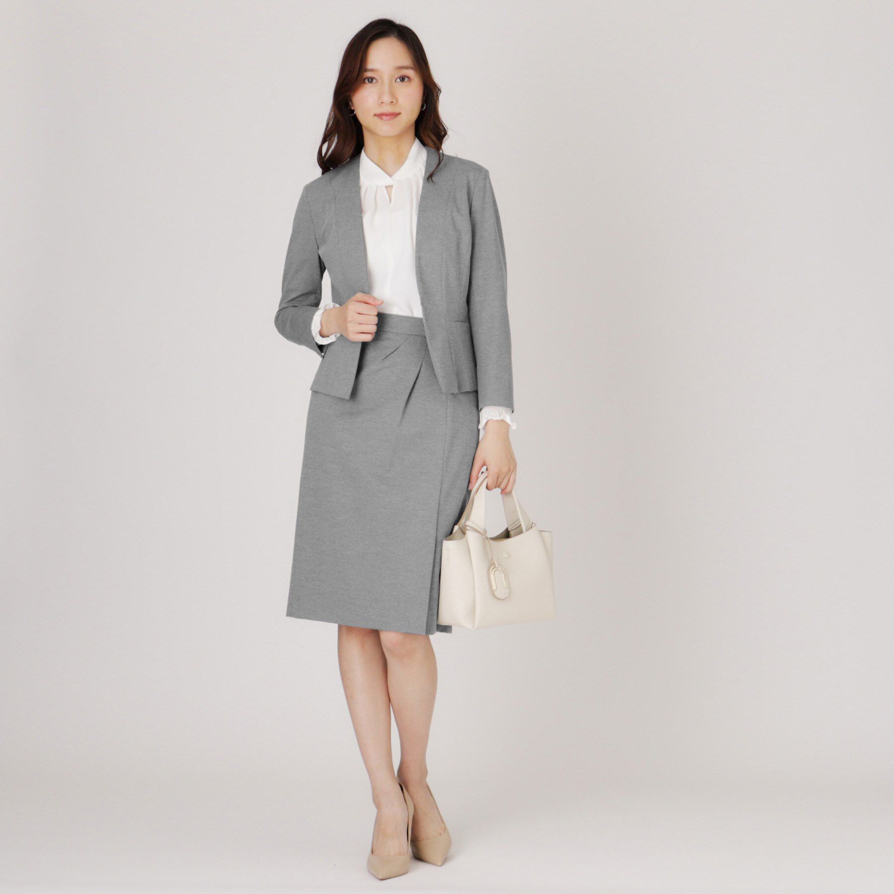 COUP DE CHANCE「【洗える／日本製】細見えカラーレスジャケット」|ノーカラージャケット|