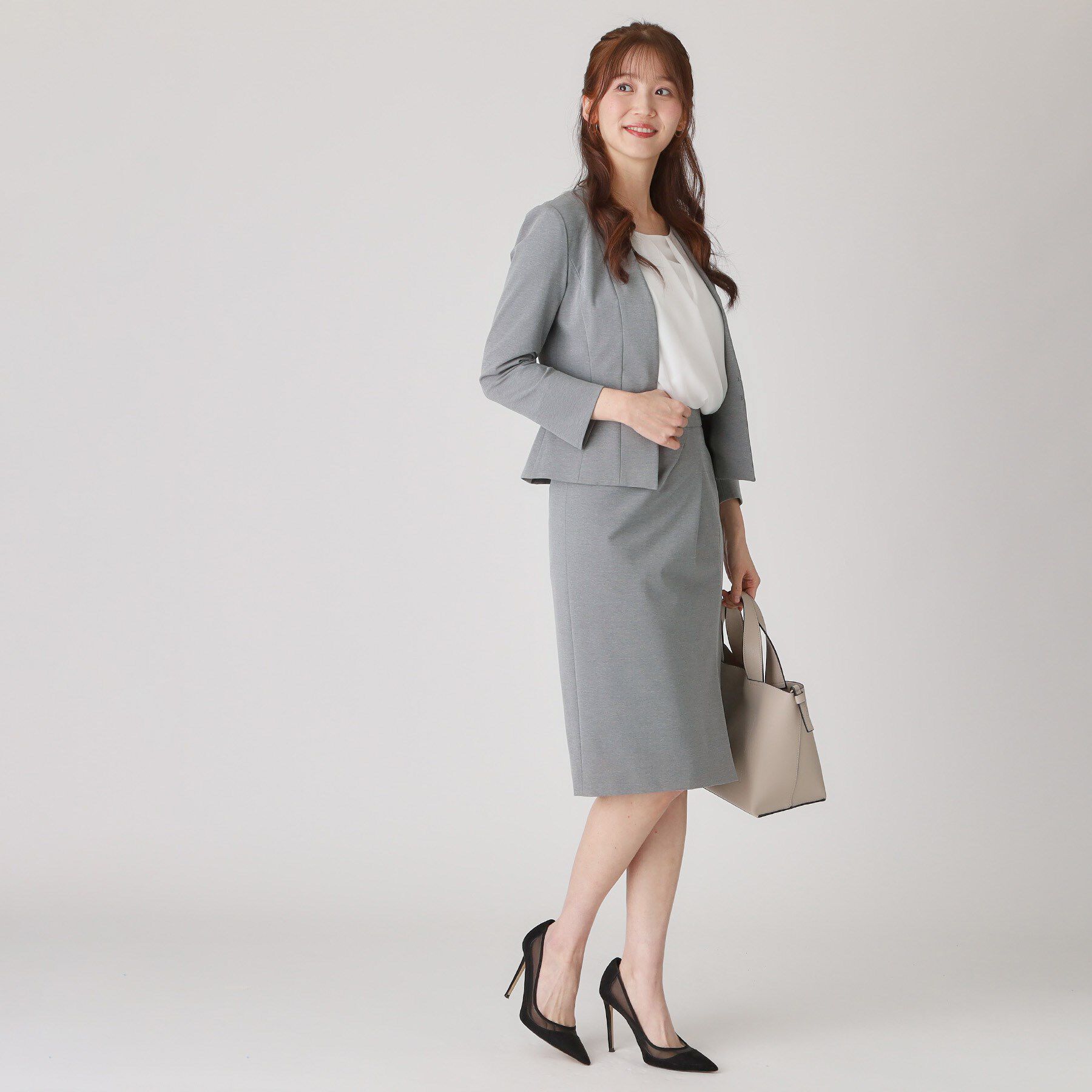 COUP DE CHANCE「【洗える／日本製】細見えカラーレスジャケット」|ノーカラージャケット|