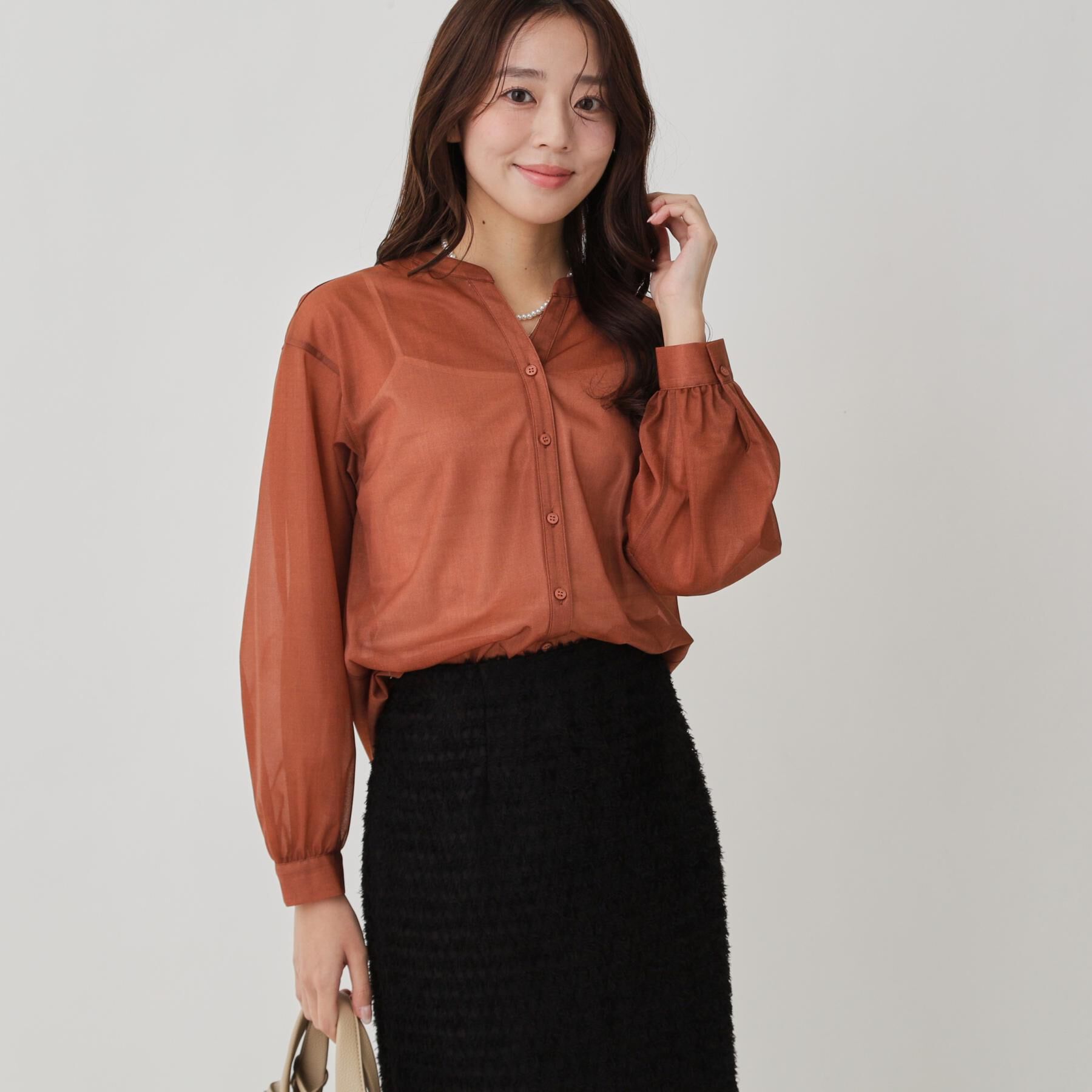 COUP DE CHANCE「【手洗い可】シアーブラウス」|シャツ・ブラウス|オレンジ(169)