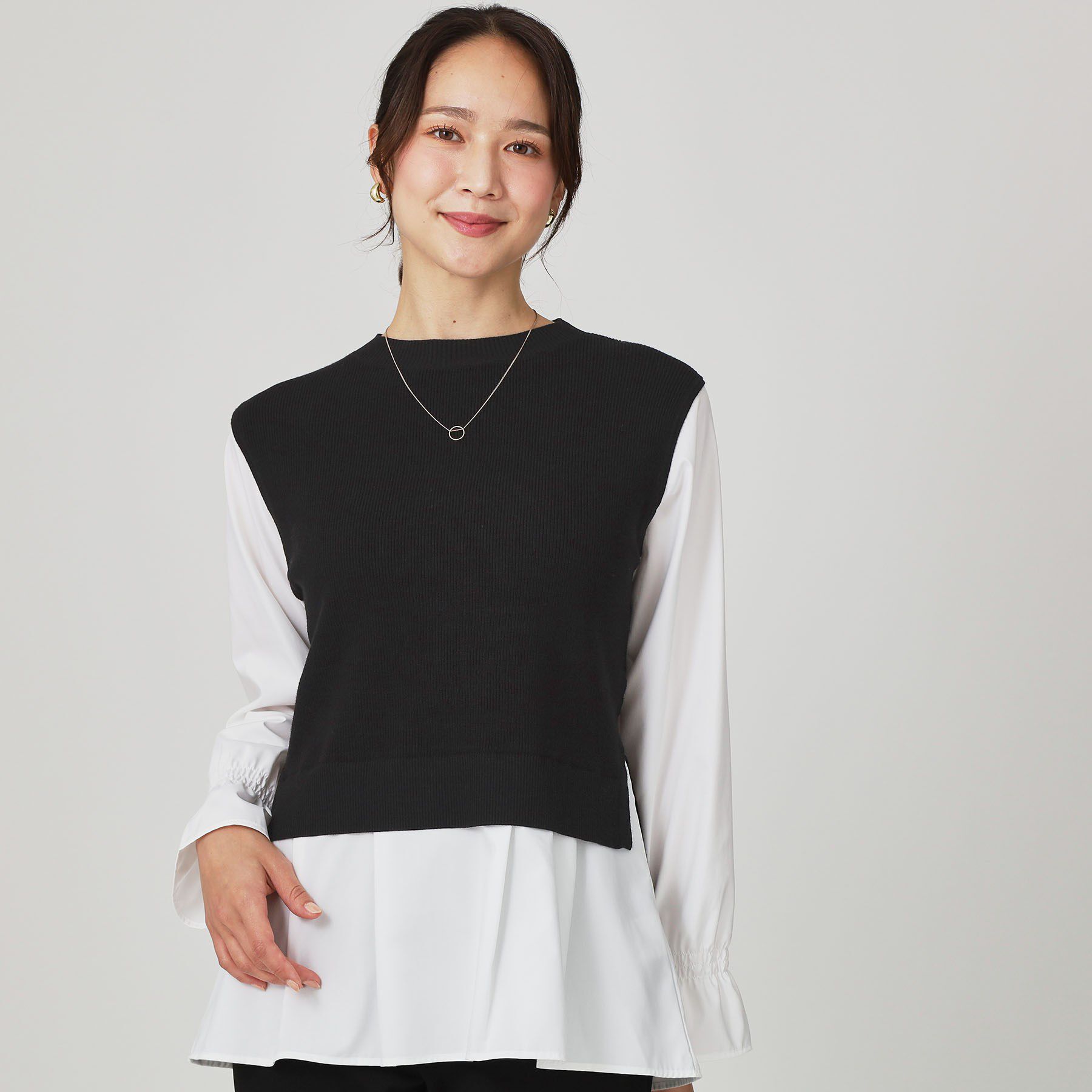 COUP DE CHANCE「【手洗い可】重ね着風ニットトップス」|ニット・セーター|