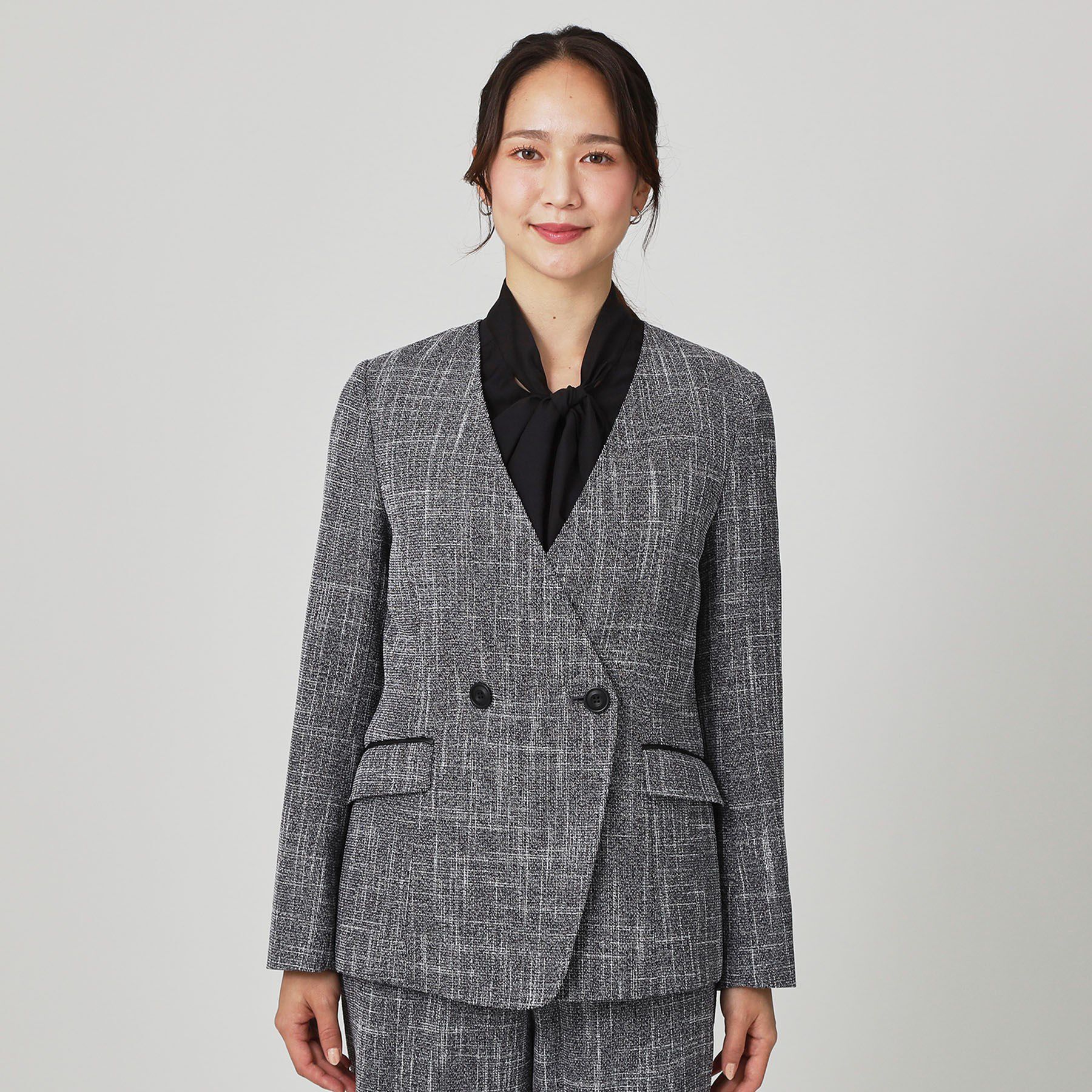 COUP DE CHANCE「【手洗い可／日本製／裏無し／セットアップ可】ツィード見えノーカラージャケット」|ノーカラージャケット|